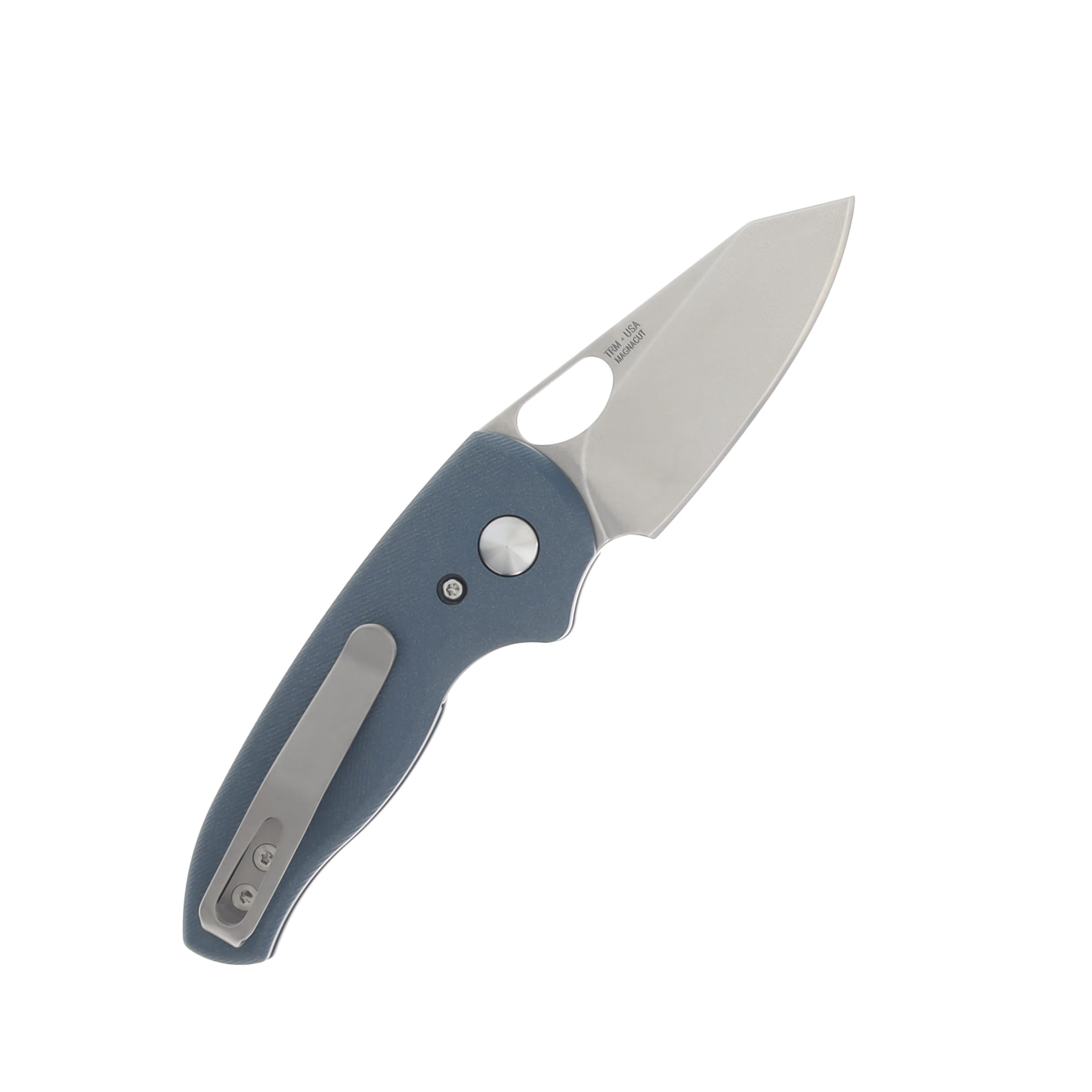 Three Rivers Knives Holier Nerd Blue 2.2in Plain Tumbled Clip Point TRM02 View 2