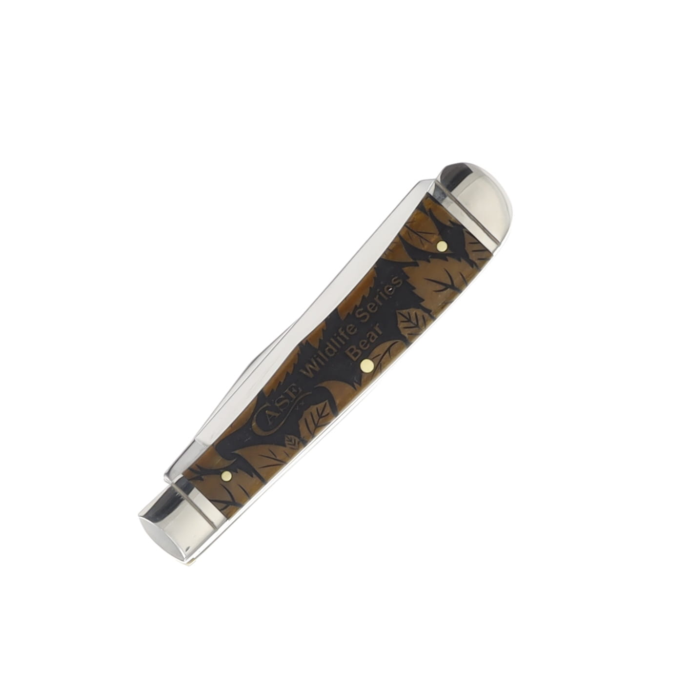 Case XX Smooth Antique Bone Bear and Leaf Trapper Folding Knife CA58182BEAR View 3