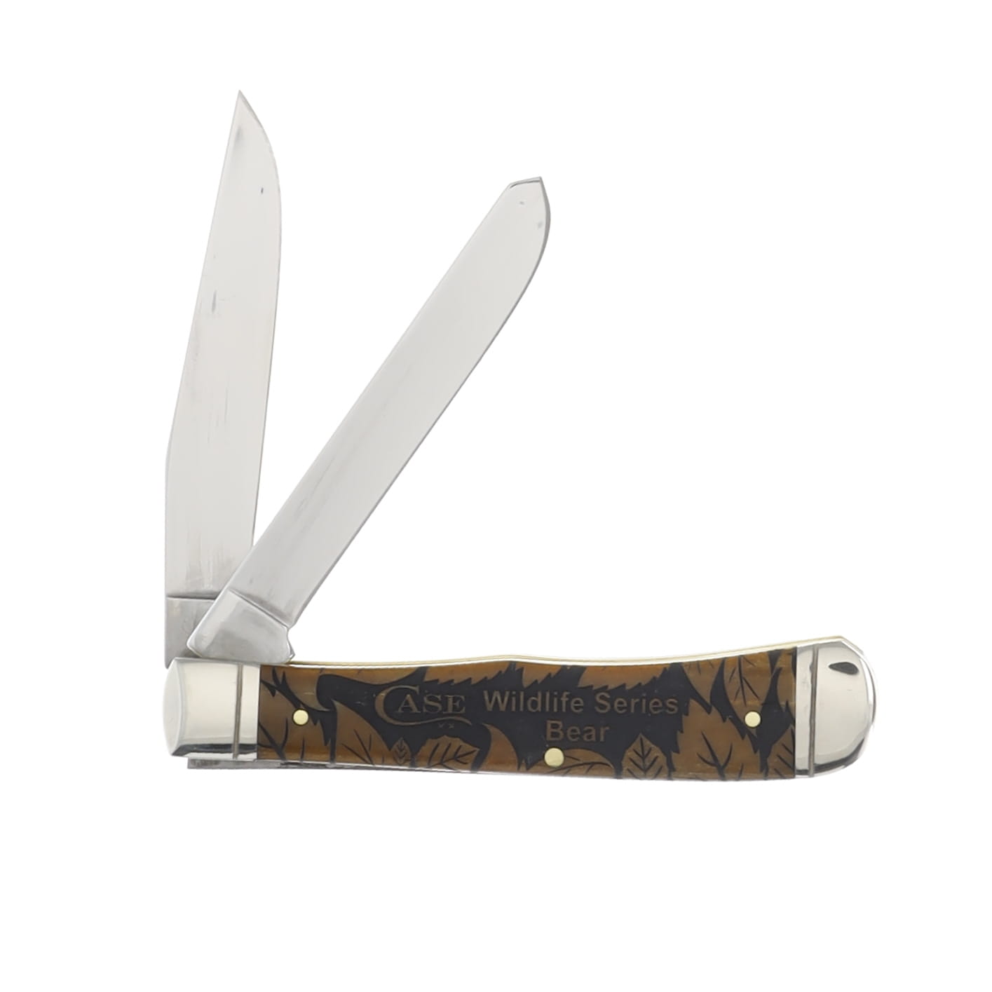Case XX Smooth Antique Bone Bear and Leaf Trapper Folding Knife CA58182BEAR View 2