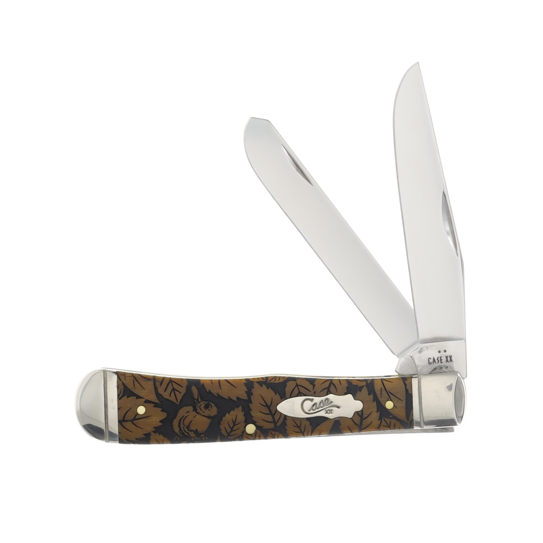 Case XX Smooth Antique Bone Rabbit and Leaf Trapper Folding Knife CA58182RAB View 1