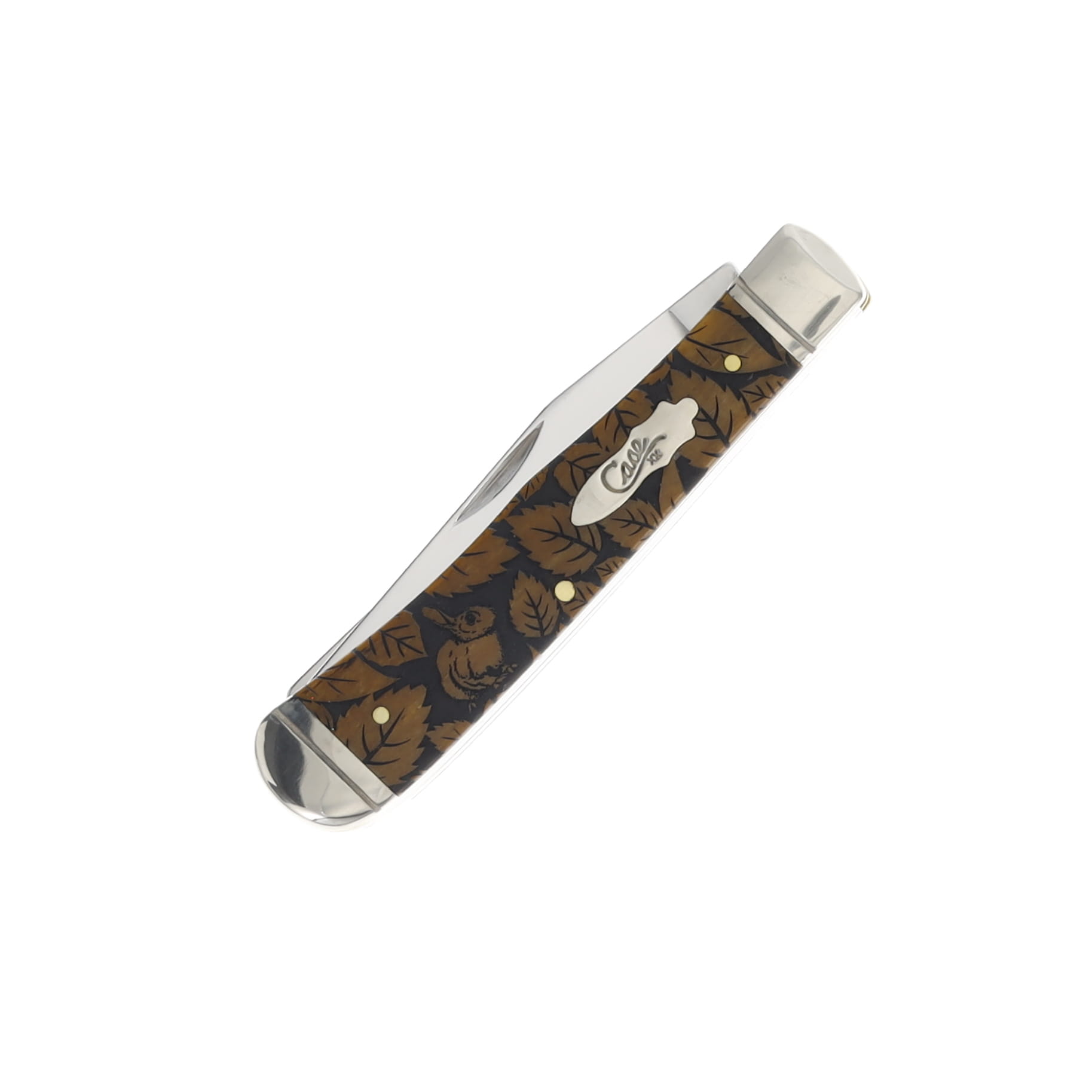 Case XX Smooth Antique Bone Rabbit and Leaf Trapper Folding Knife CA58182RAB View 3
