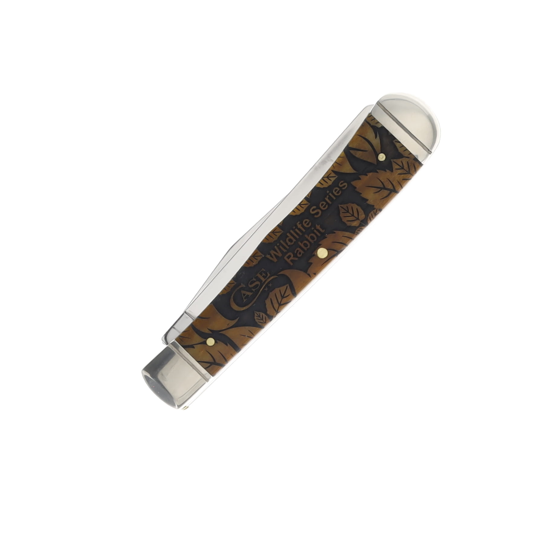 Case XX Smooth Antique Bone Rabbit and Leaf Trapper Folding Knife CA58182RAB View 4
