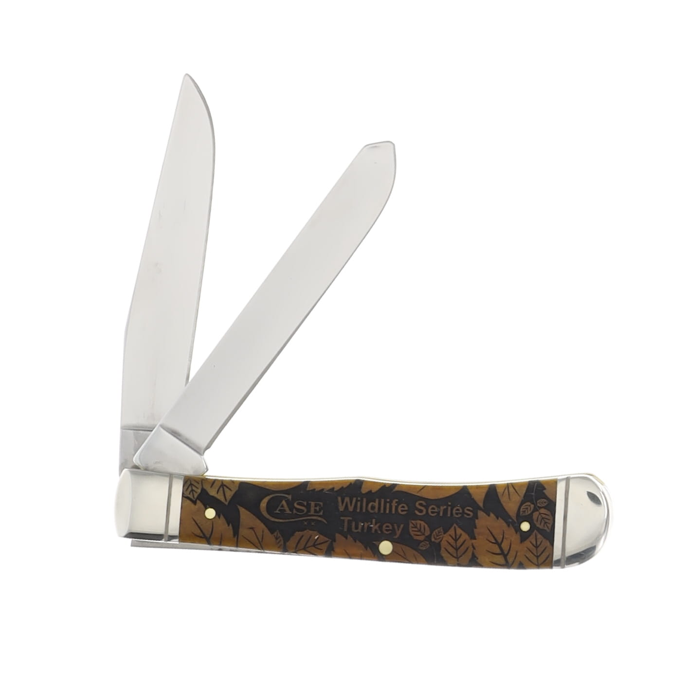 Case XX Smooth Antique Bone Turkey and Leaf Trapper Folding Knife CA58182T View 2