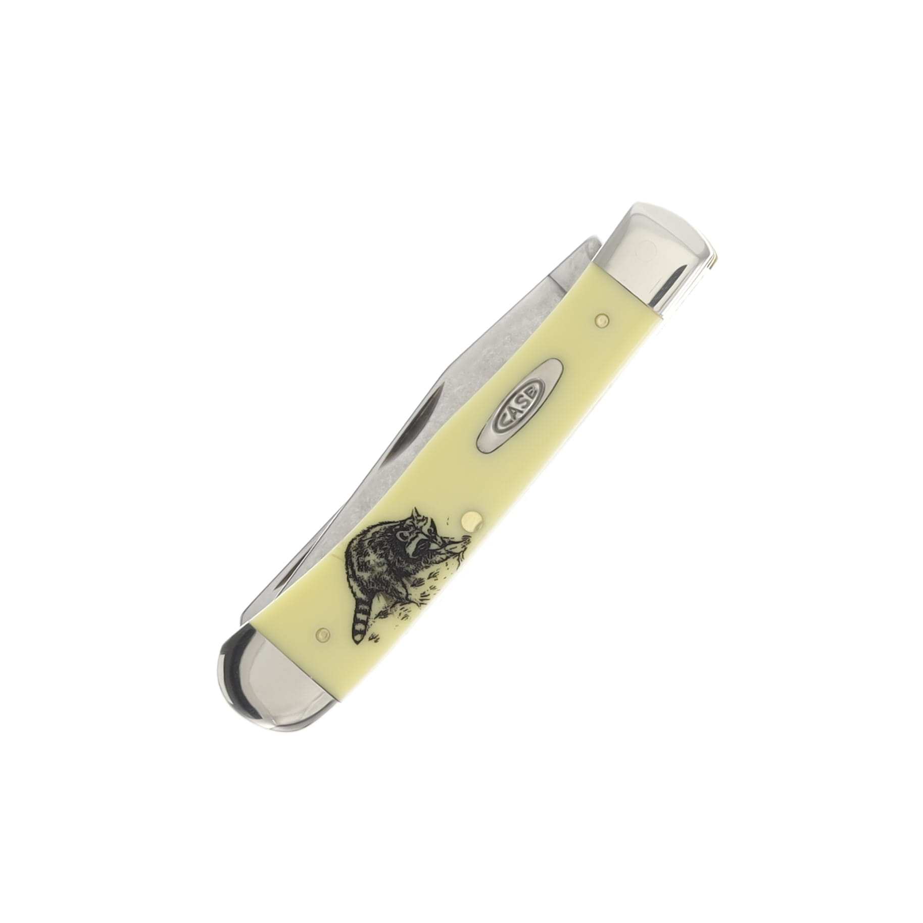 Case XX Smooth Yellow Delrin Raccoon Trapper Folding Knife CA80161CN View 3