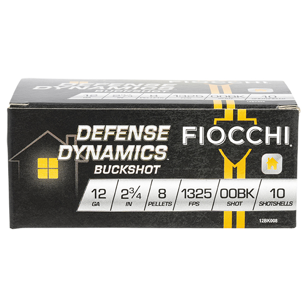 Fiocchi Defense Dynamics 12 Gauge Shotshell 10 Rounds 2.75in 8 Pellets 00 Lead Buckshot 12BK008 View 2