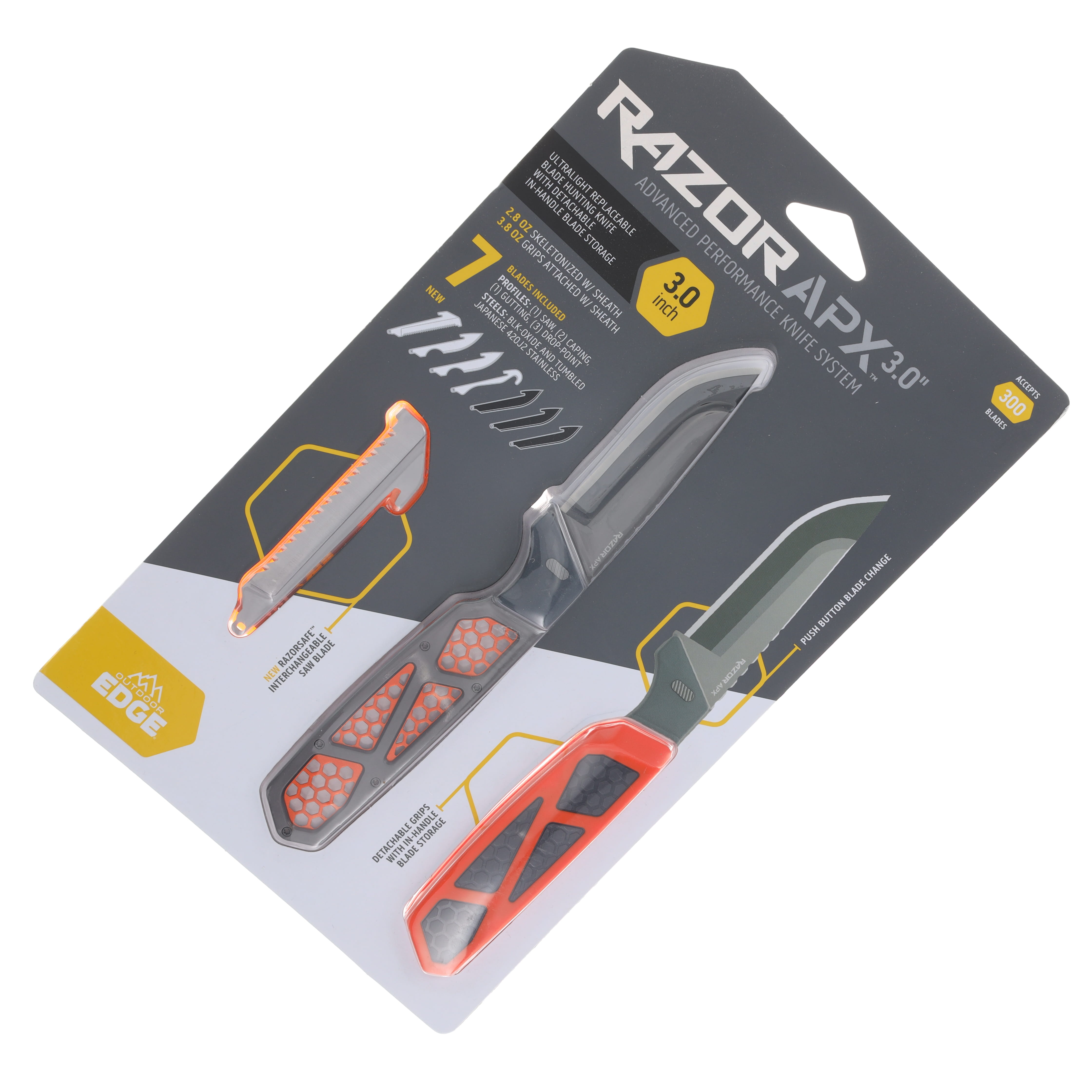 Outdoor Edge Razor APX Gray – Orange 3in Plain Black Drop Point OEAPXS30-6C View 15