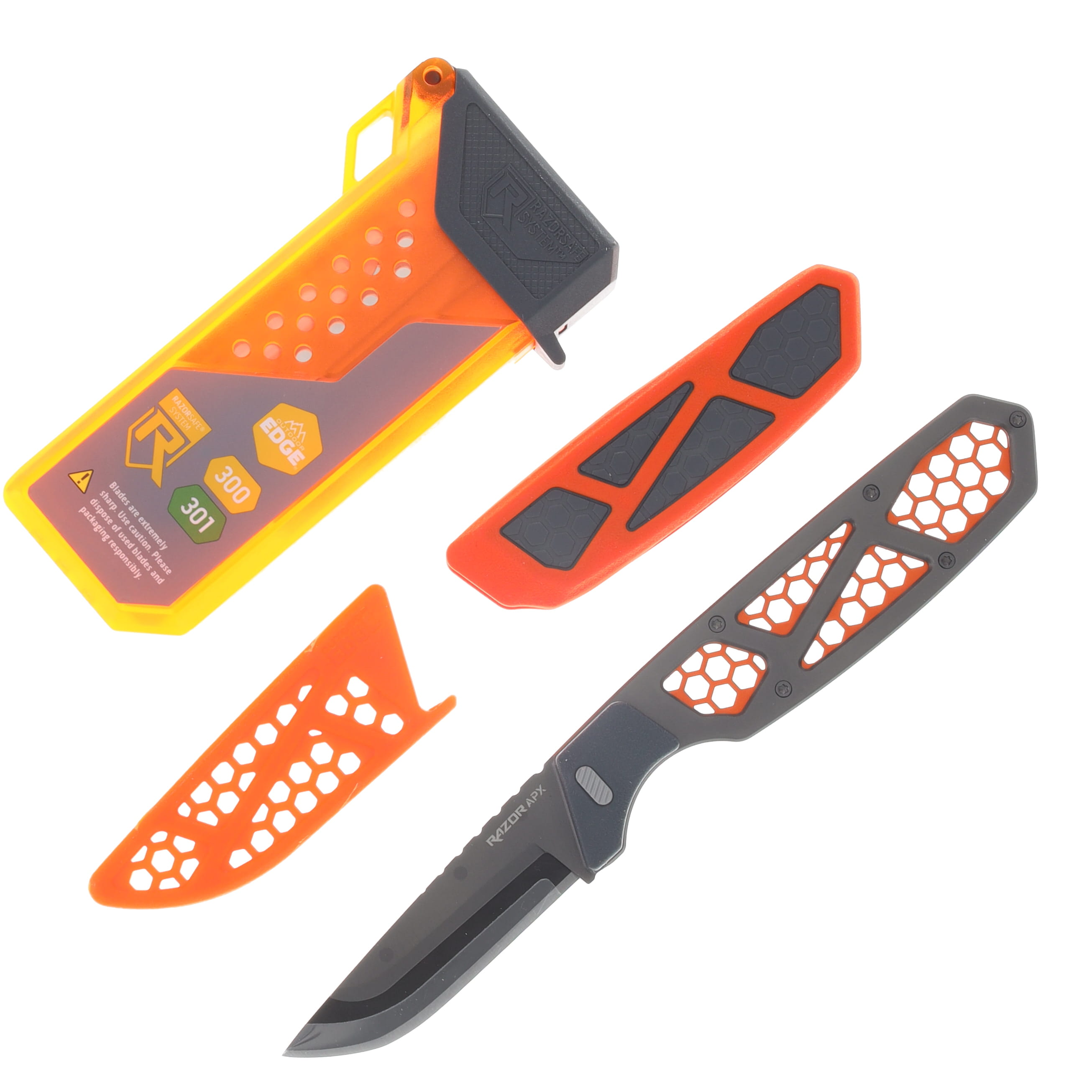 Outdoor Edge Razor APX Gray – Orange 3in Plain Black Drop Point OEAPXS30-6C View 1
