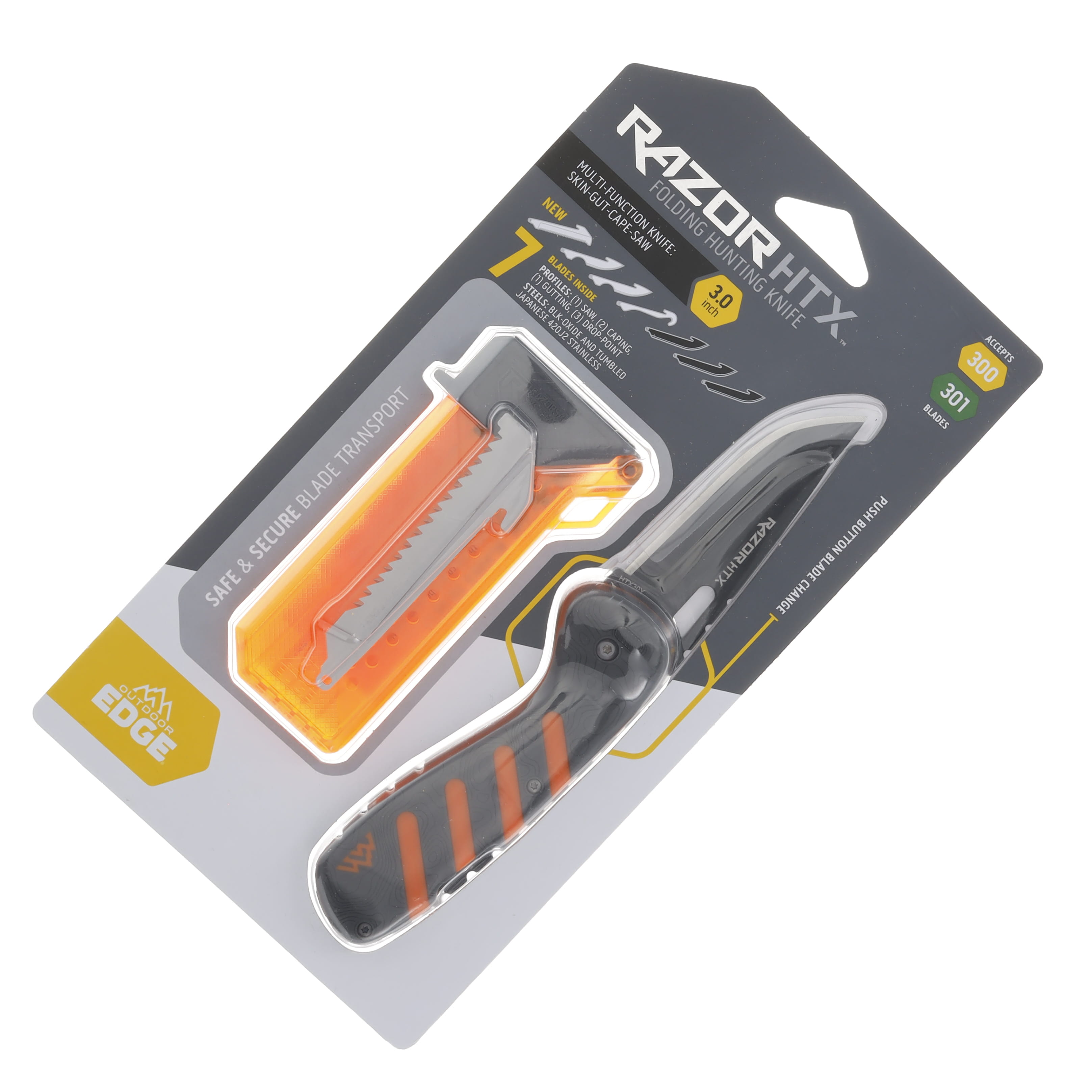 Outdoor Edge Razor HTX Gray - Orange 3in Plain Black Oxide Drop Point OEHTX30Y-6C View 7