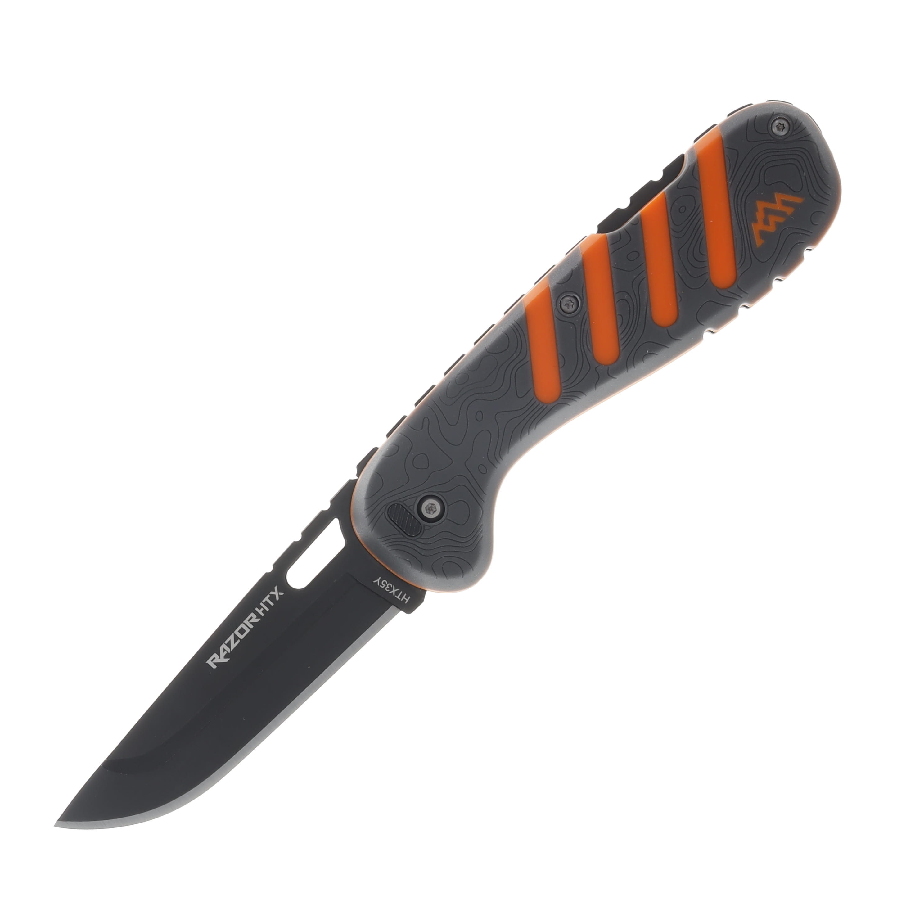 Outdoor Edge Razor HTX Gray – Orange 3.5” Plain Black Oxide Drop Point OEHTX35Y-6C View 3