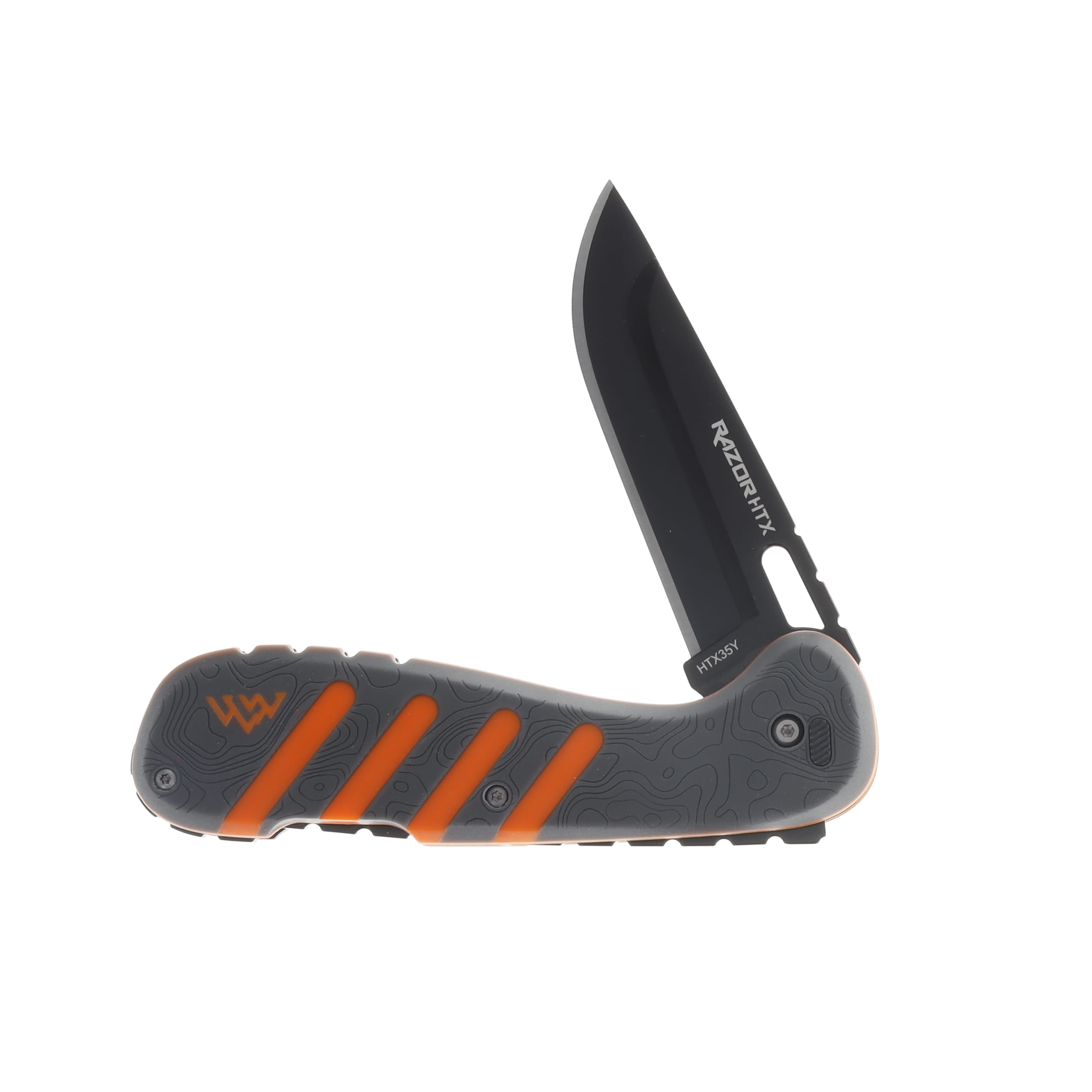 Outdoor Edge Razor HTX Gray – Orange 3.5” Plain Black Oxide Drop Point OEHTX35Y-6C View 5