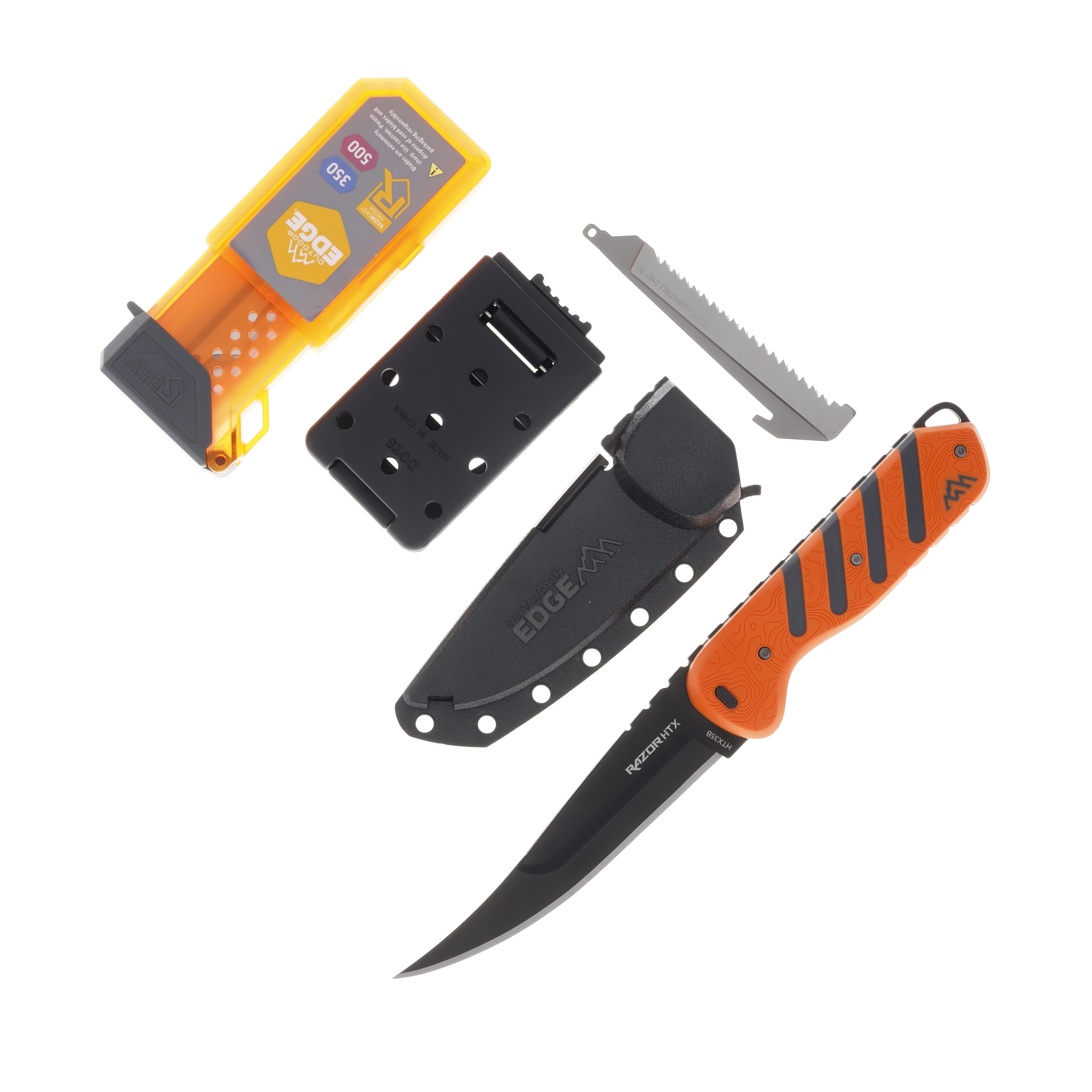 Outdoor Edge Razor HTX Orange - Gray 3.5” Plain Black Oxide Drop