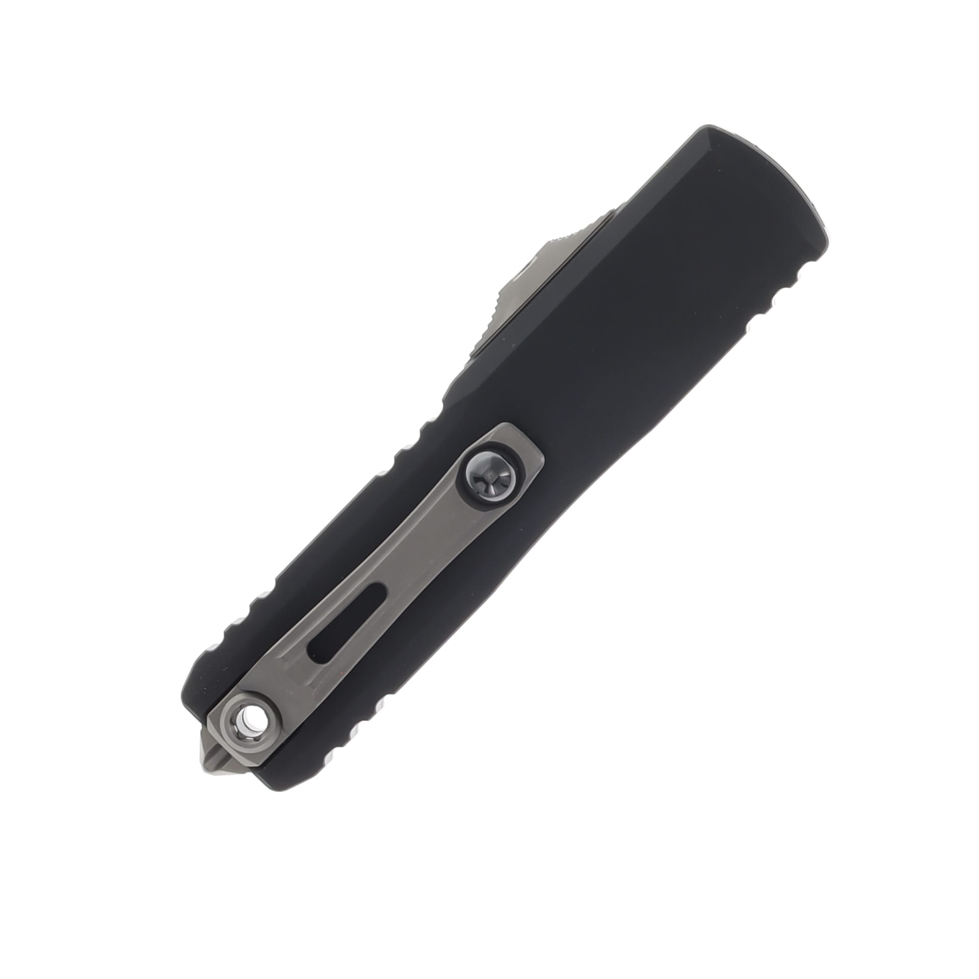 MICROTECH UTX-85 GEN IV OTF AUTO D-E  BLACK HANDLE STONEWASH FULL SERRATE DAGGER BLADE AUMT1232412 View 9