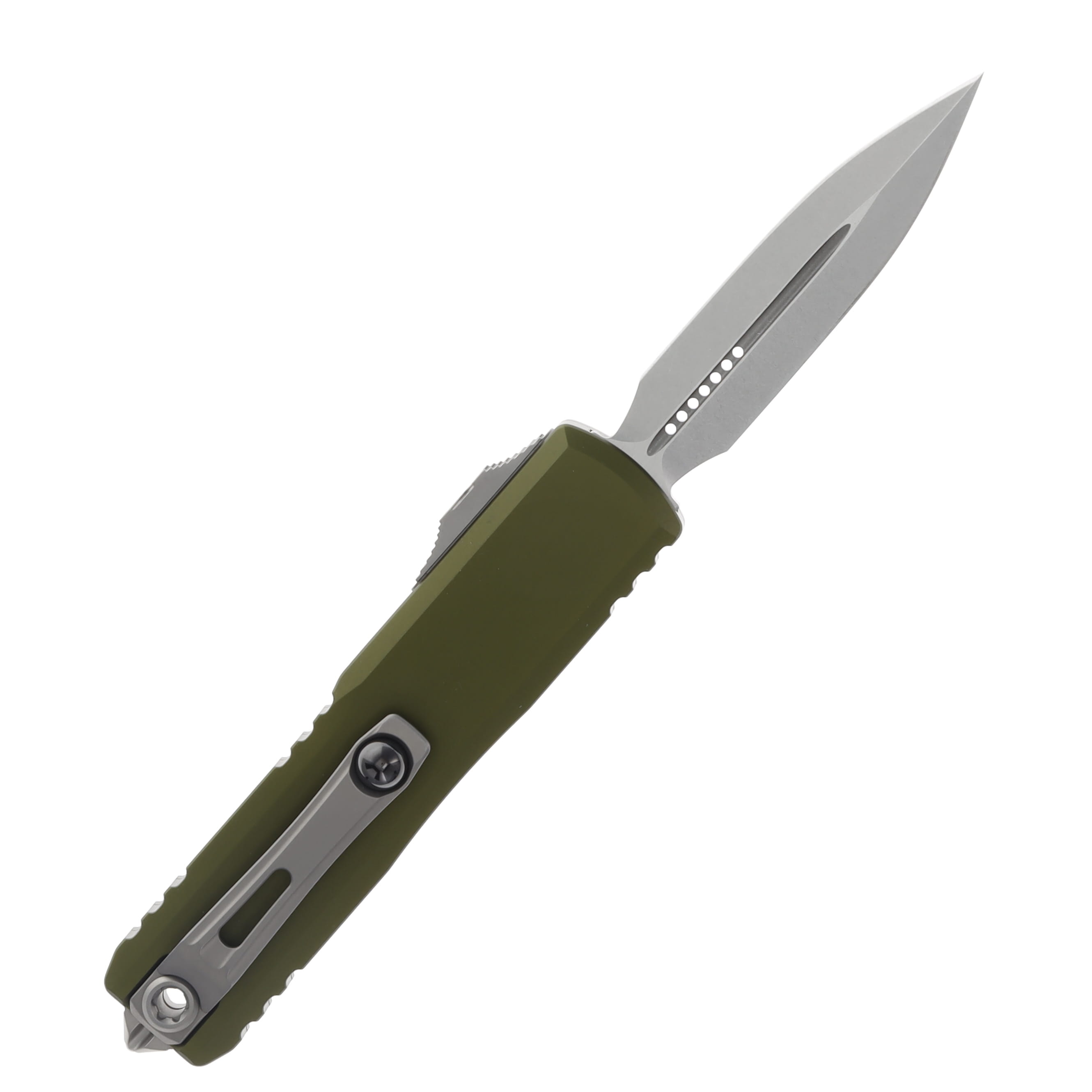 Microtech UTX-85 GEN IV OTF Auto D/E OD Green Stonewash Plain Edge Blade AUMT1232410OD View 2