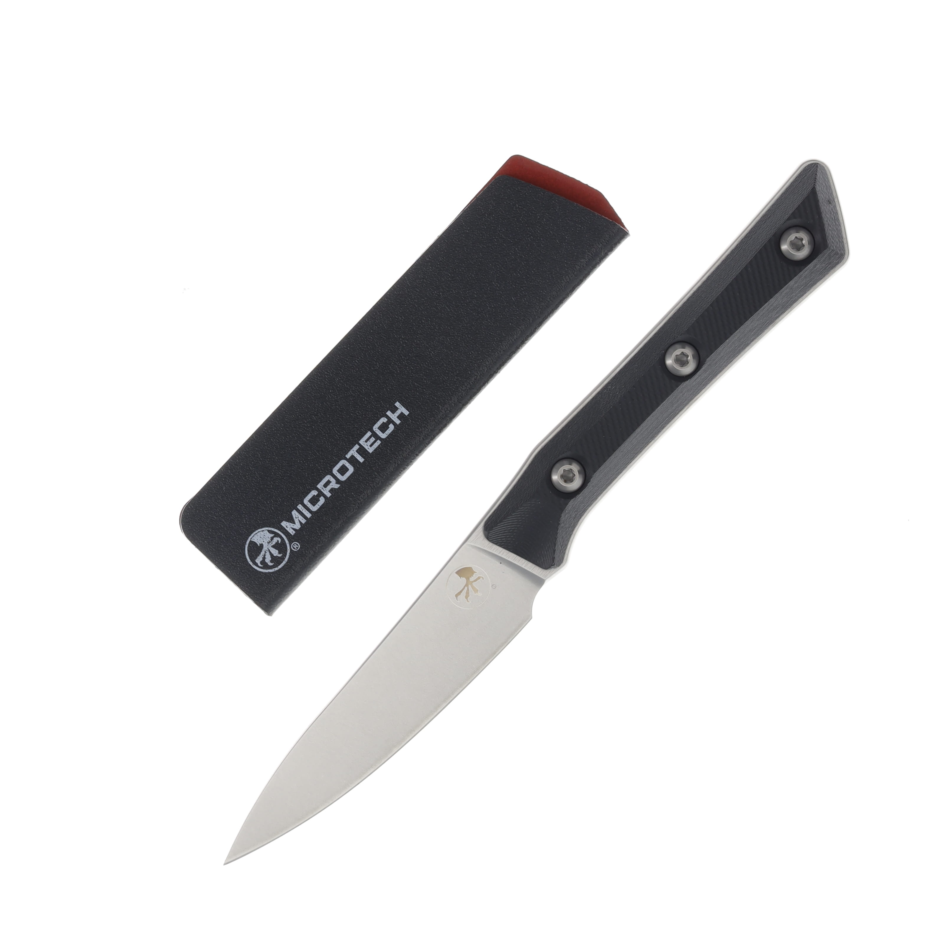 Microtech 3.5Inch Paring Knife Stonewash Standard G-10 Black MT350010BK View 1