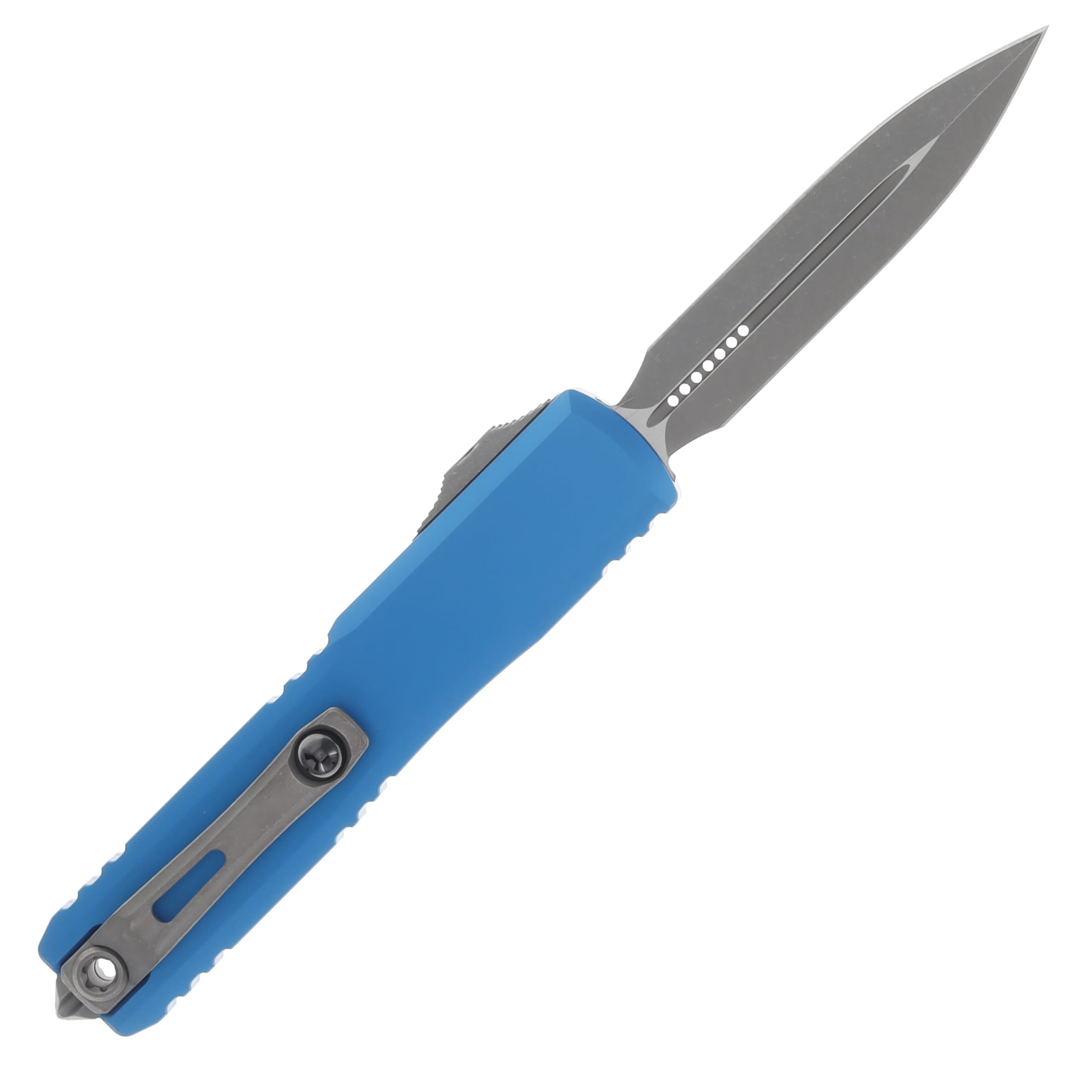 MICROTECH ULTRATECH GEN IV OTF AUTO  STANDARD BLUE HANDLE APOCALYPTIC D-E M390MK DAGGER BLADE AUMT1122410APBL View 2