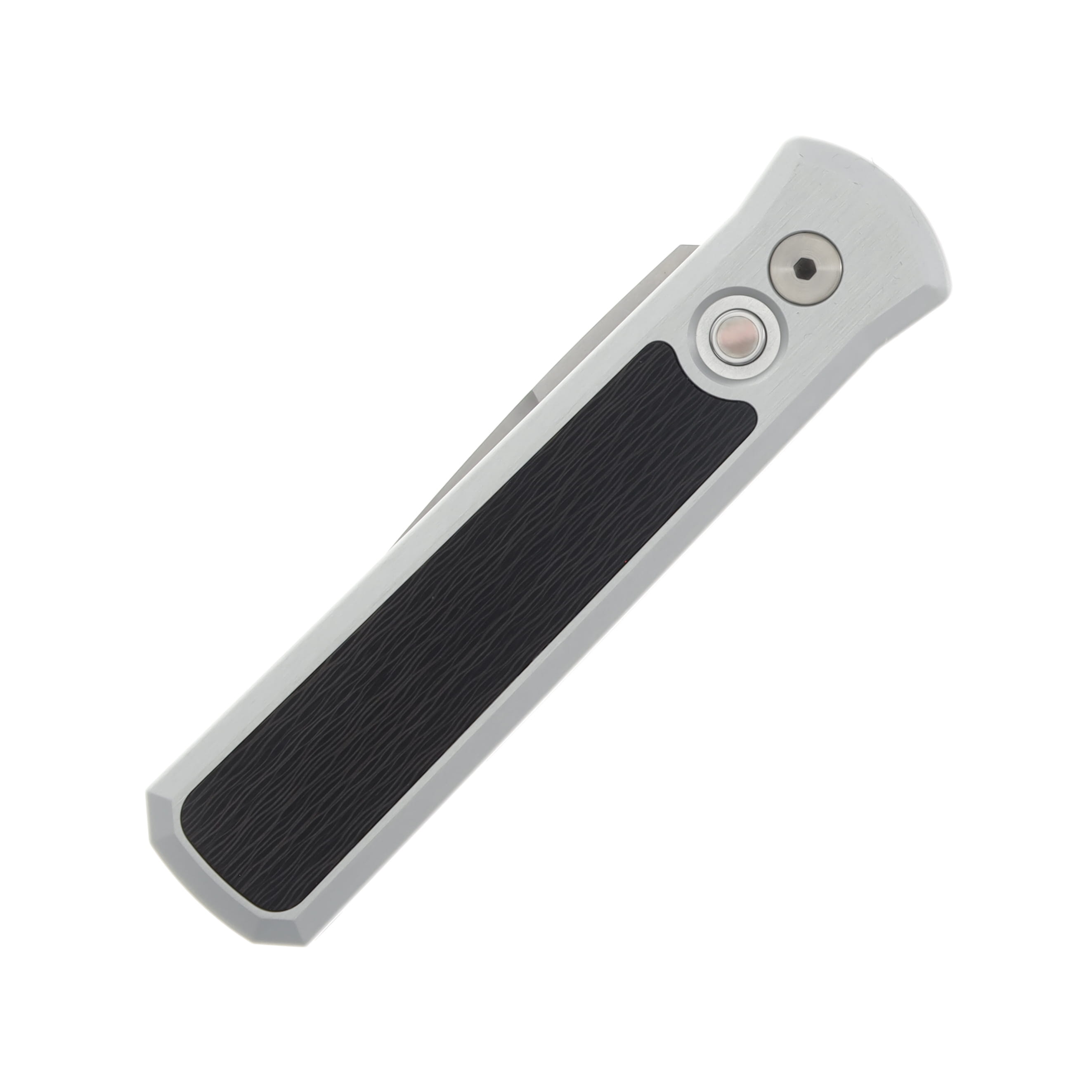 Pro Tech OTS Auto Godson Silver Handle-Crosscut Carbon Fiber Inlay Satin CPM-20CV Blade AUPT7210-SILVER View 2