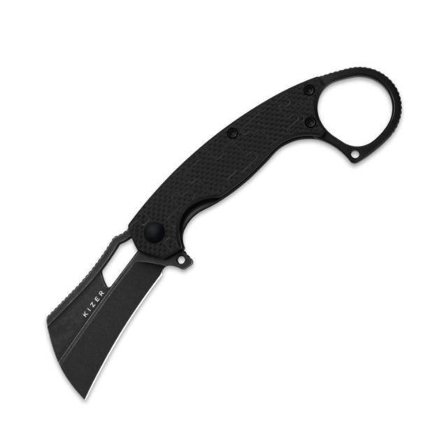 Kizer Dodo Folding Knife 2.19 Inch Plain Black Stonewash Karambit V2702A3 View 1