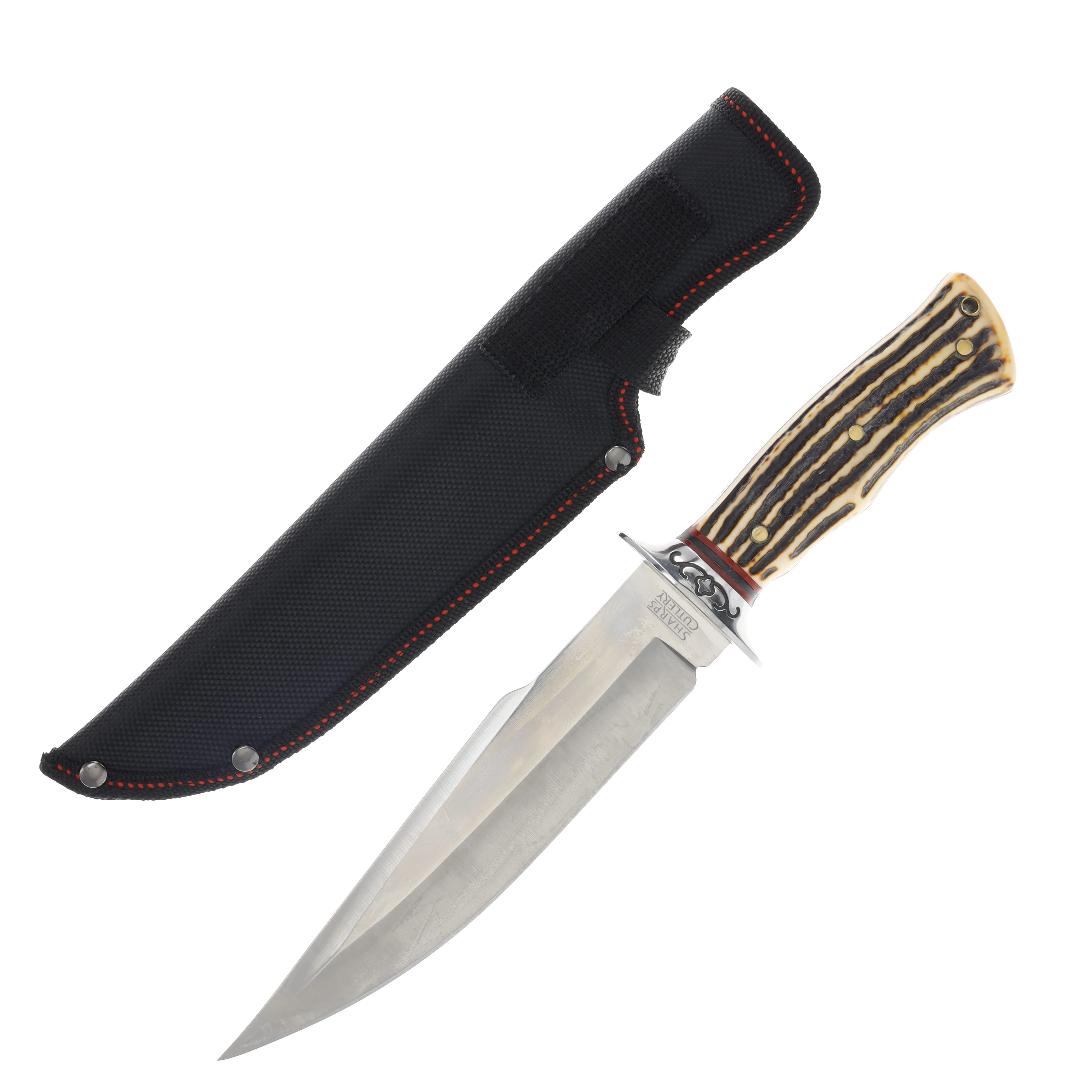 Frost/Hen & Rooster Black Friday Hunter Bowie Fixed Blade Imitation Staglon Handle BF25SHP-005 View 1