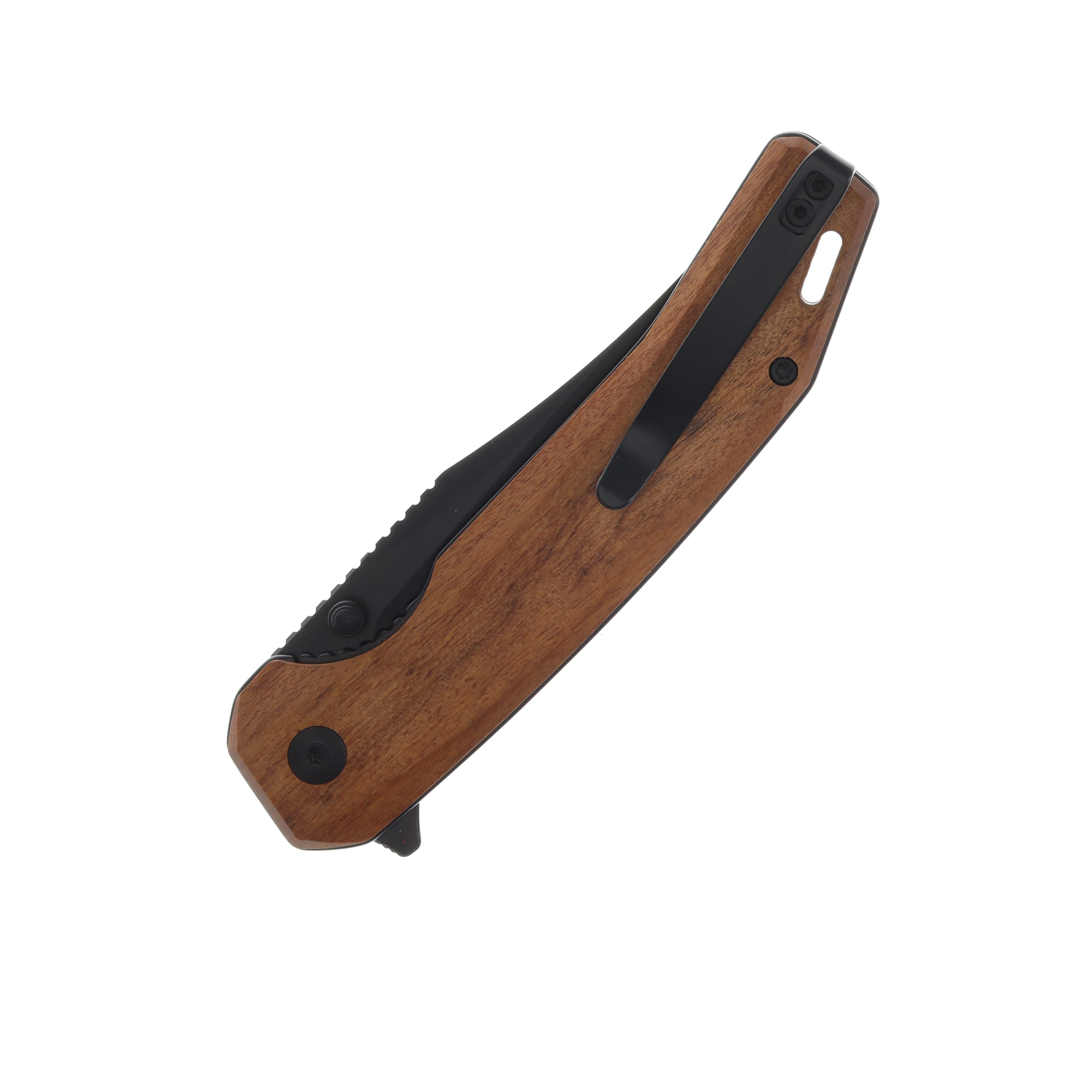 SENCUT Vornix Folding Knife Guibourtia Wood 3.65in Plain Black Clip Point S25038-3 View 4