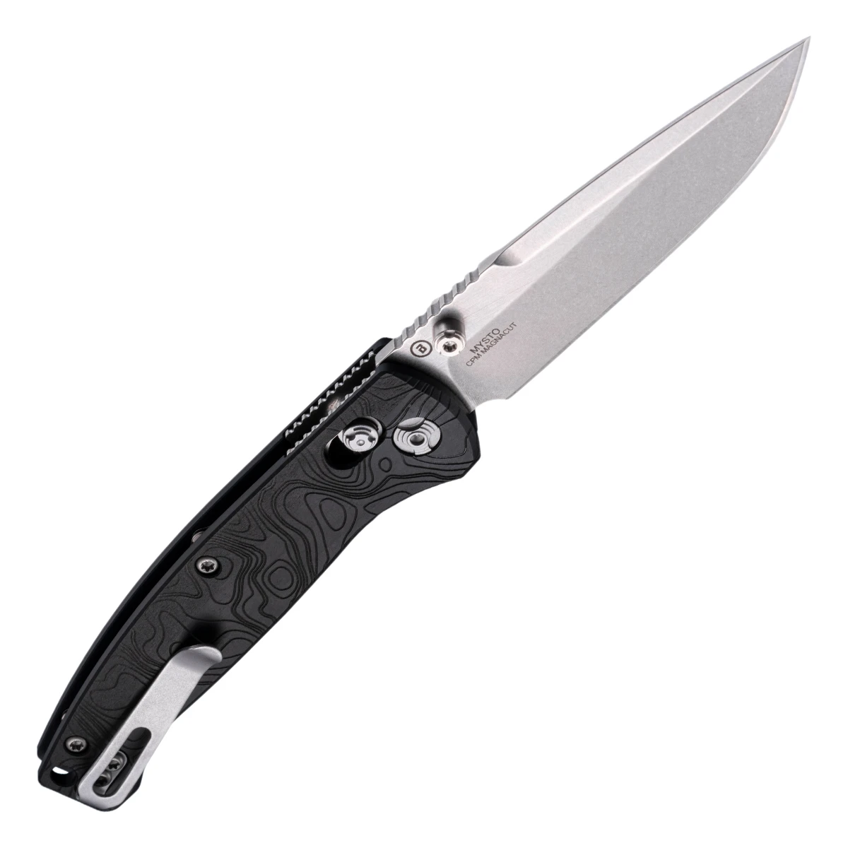 Hogue Mysto Folding Knife Black Diamond Richlite 3.4in Tumbled Clip Point HG24457 View 2