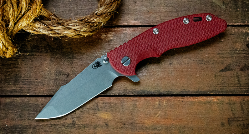 Hinderer XM-18 Red 3.5 Inch Plain Working Finish Harpoon Spanto KXM35HSTWWFRD View 5
