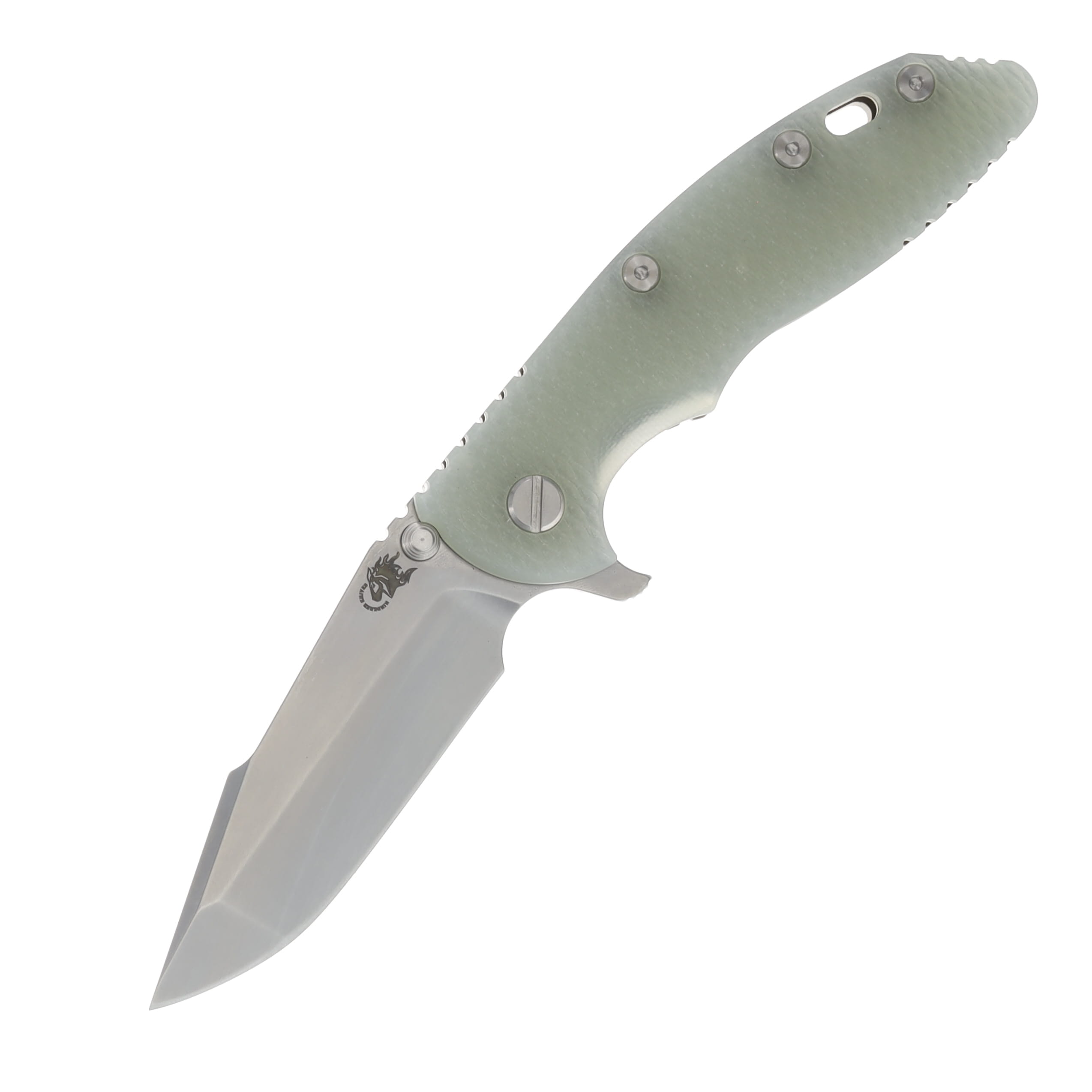 Hinderer XM-18 Translucent Green – Bronze 3.5in Plain Stonewash Harpoon Spanto KXM35HSTWSWBZTG View 1