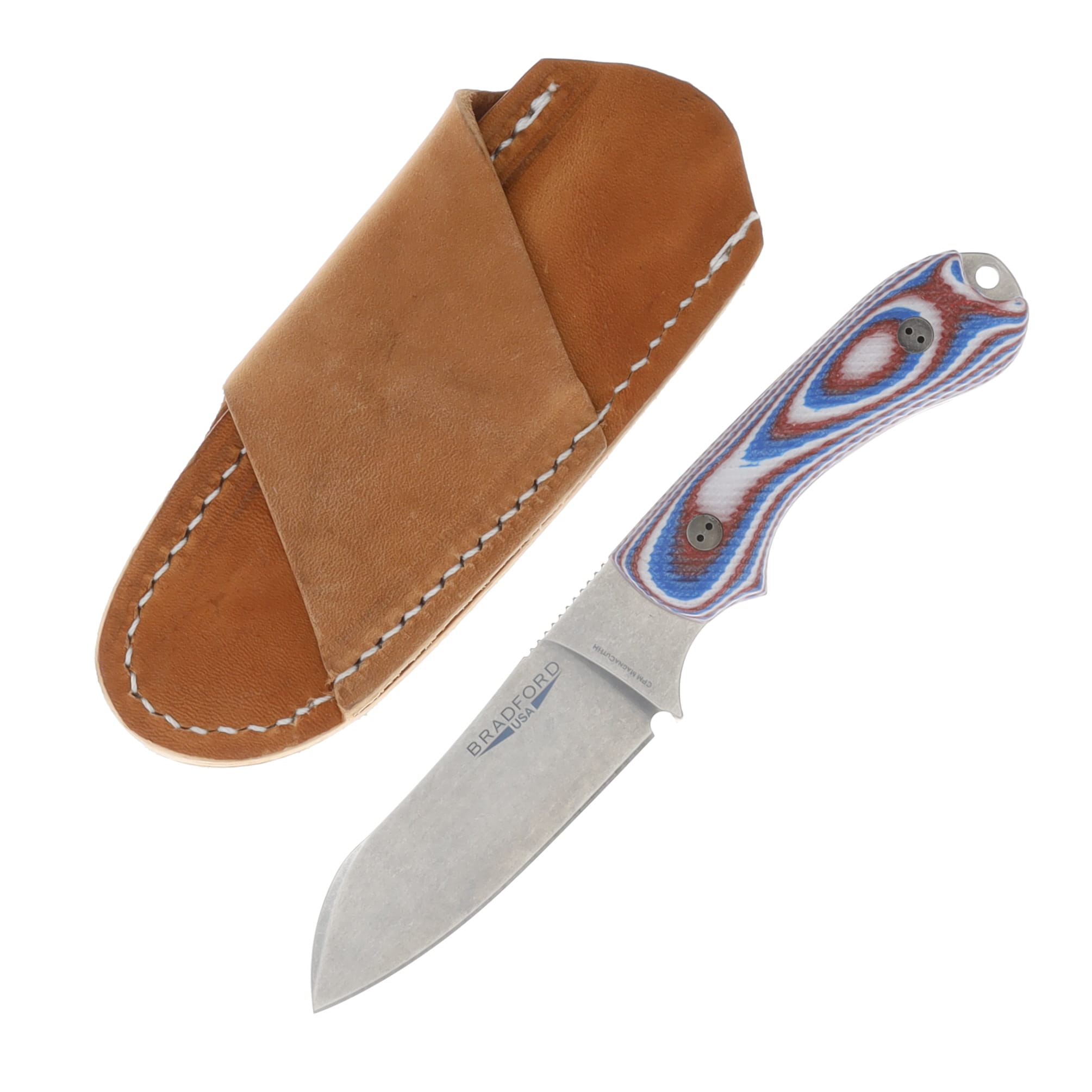 Bradford Guardian 3 Fixed Blade Knife 3D Red/White/Blue G-10 with Stonewash Magnacut Sheepsfoot BRAD3485 View 1