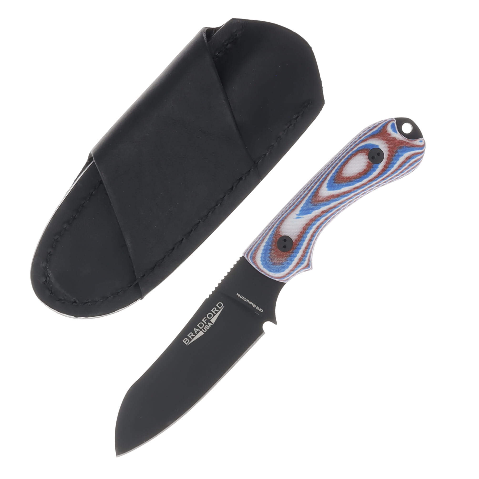 Bradford Guardian 3 Fixed Blade Knife 3D Red/White/Blue G-10 with DLC Magnacut Sheepsfoot Grind BRAD3482 View 2