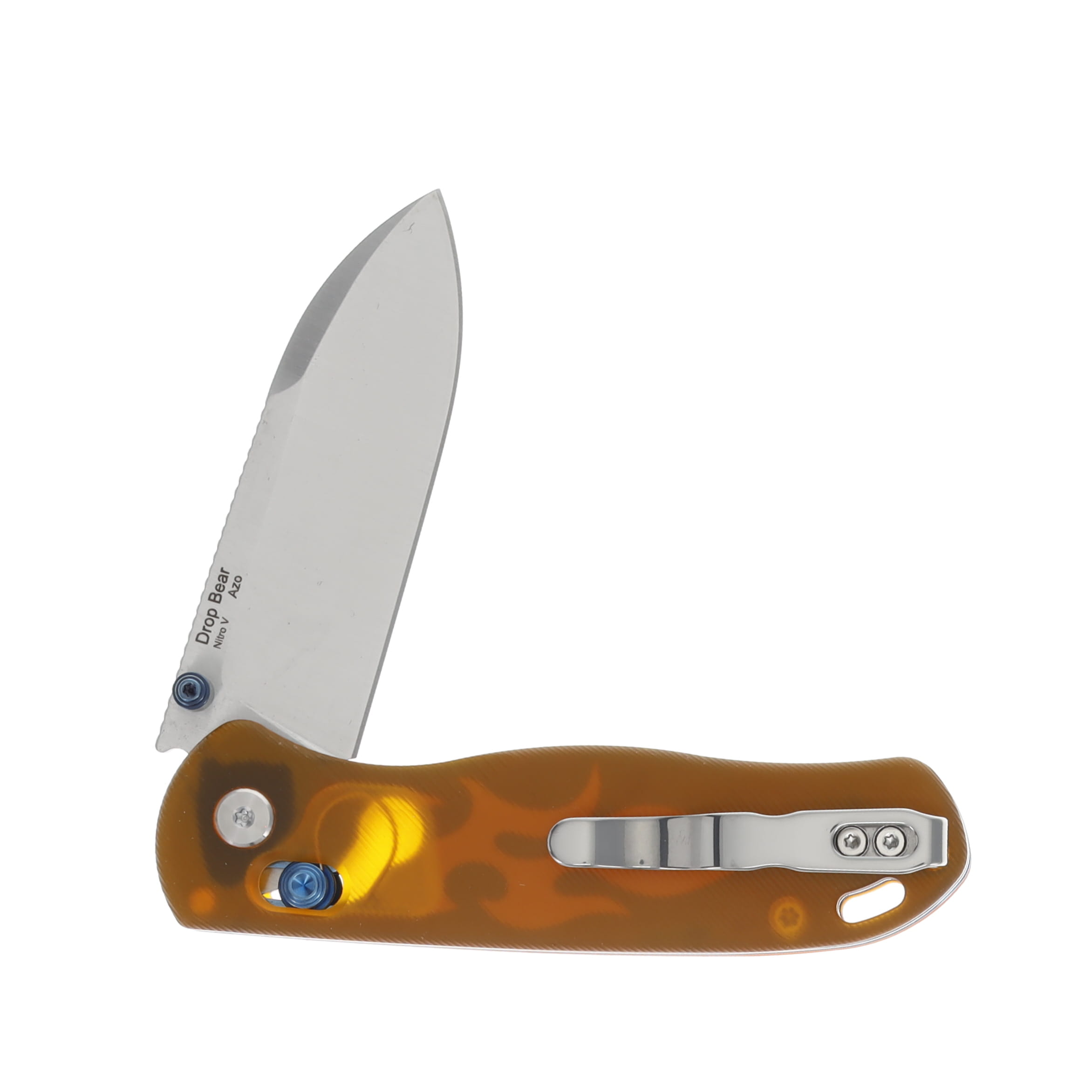 Kizer SMKW Exclusive Drop Bear Folding Knife Flame On UV-Printed Polycarbonate/Satin Nitro V V3619E15 View 4