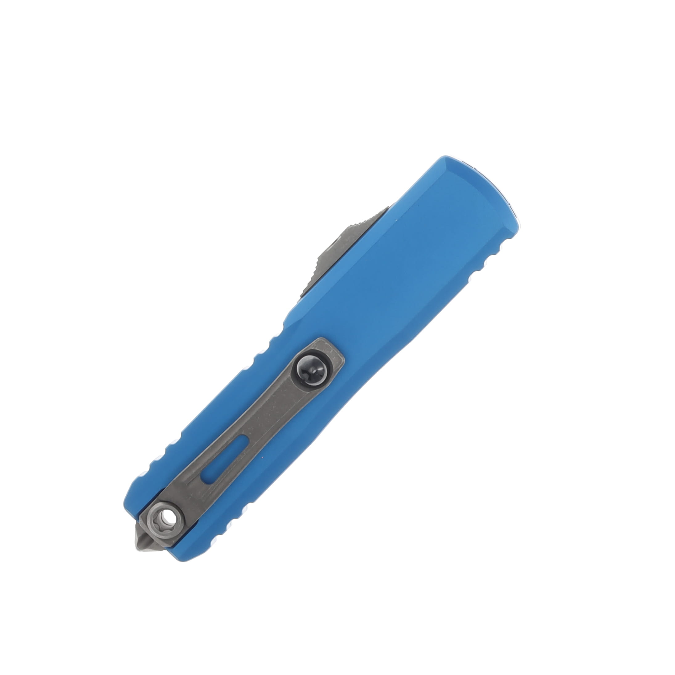 Microtech UTX-85 GEN IV OTF Auto D-E Apocalyptic Full Serrate Blue AUMT1232412APBL View 3
