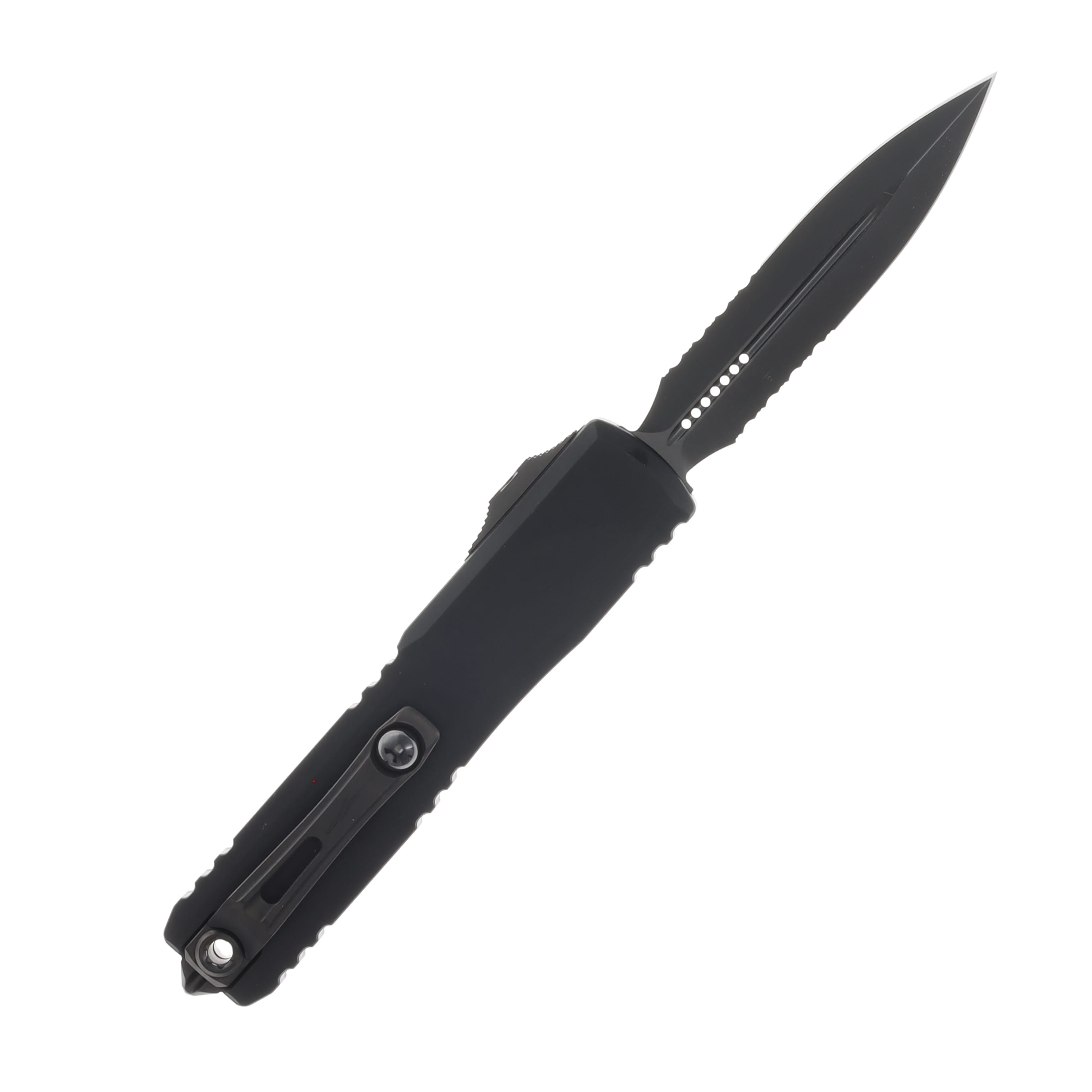 Microtech Ultratech GEN III ZBP OTF Auto D-E DLC Part Serrate Shadow-Black AUMT11222DLCTSH View 2