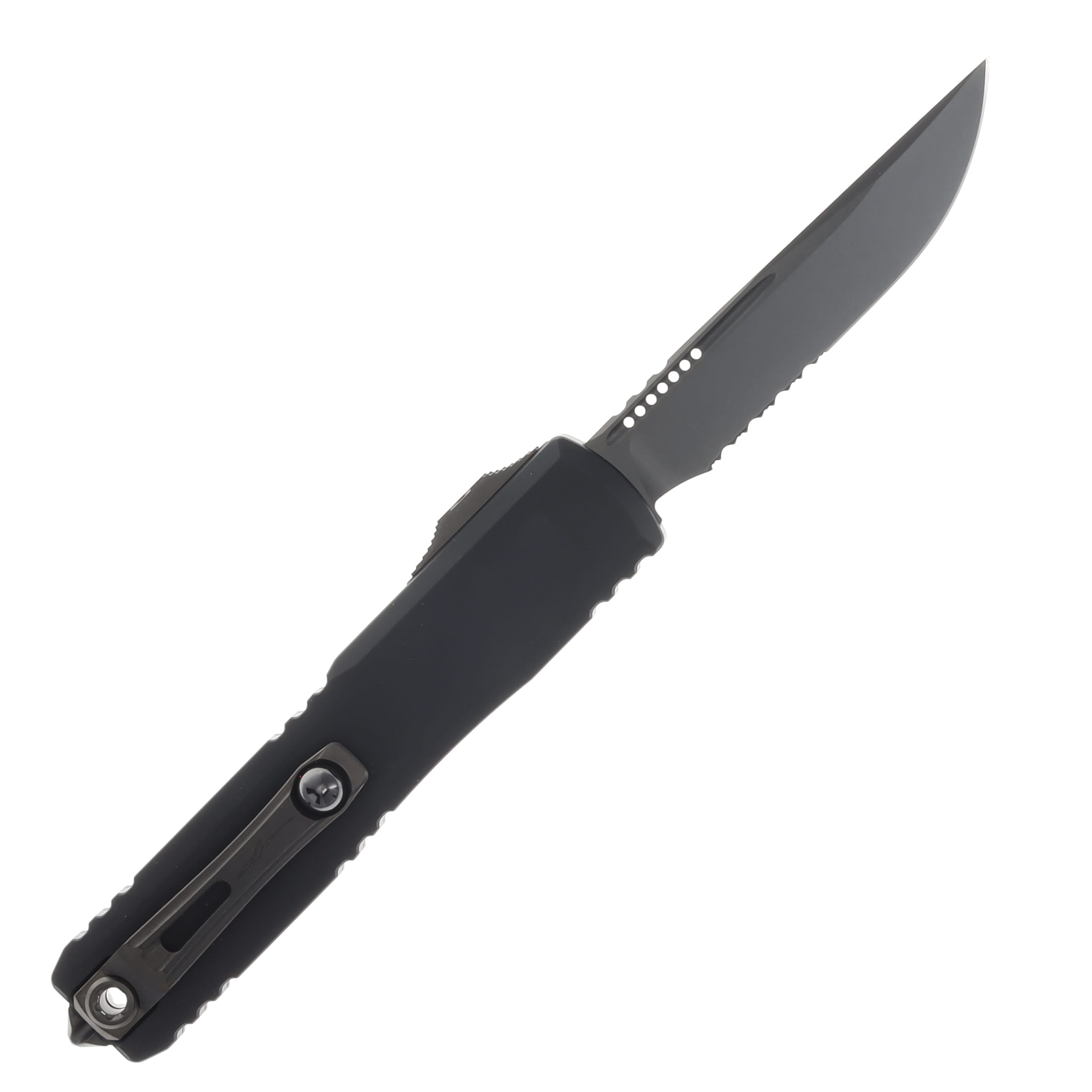 Microtech Ultratech ZBP OTF Auto S-E Shadow DLC Partial Serrated DLC Hardware AUMT11212DLCTSH View 2