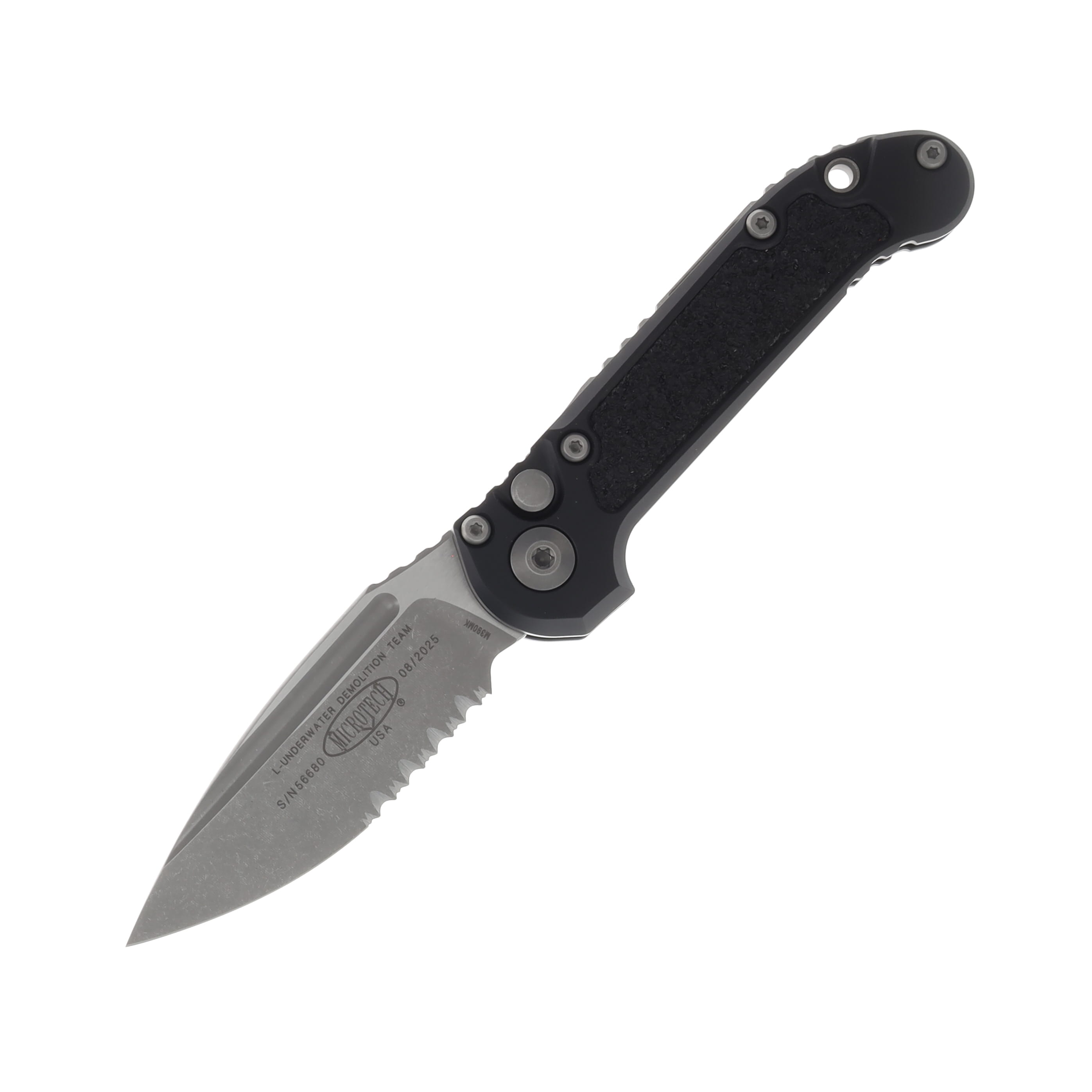 Microtech L.U.D.T. OTS Auto S-E Gen III Black Handle Apocalyptic Partial Serrated MT113511AP View 1