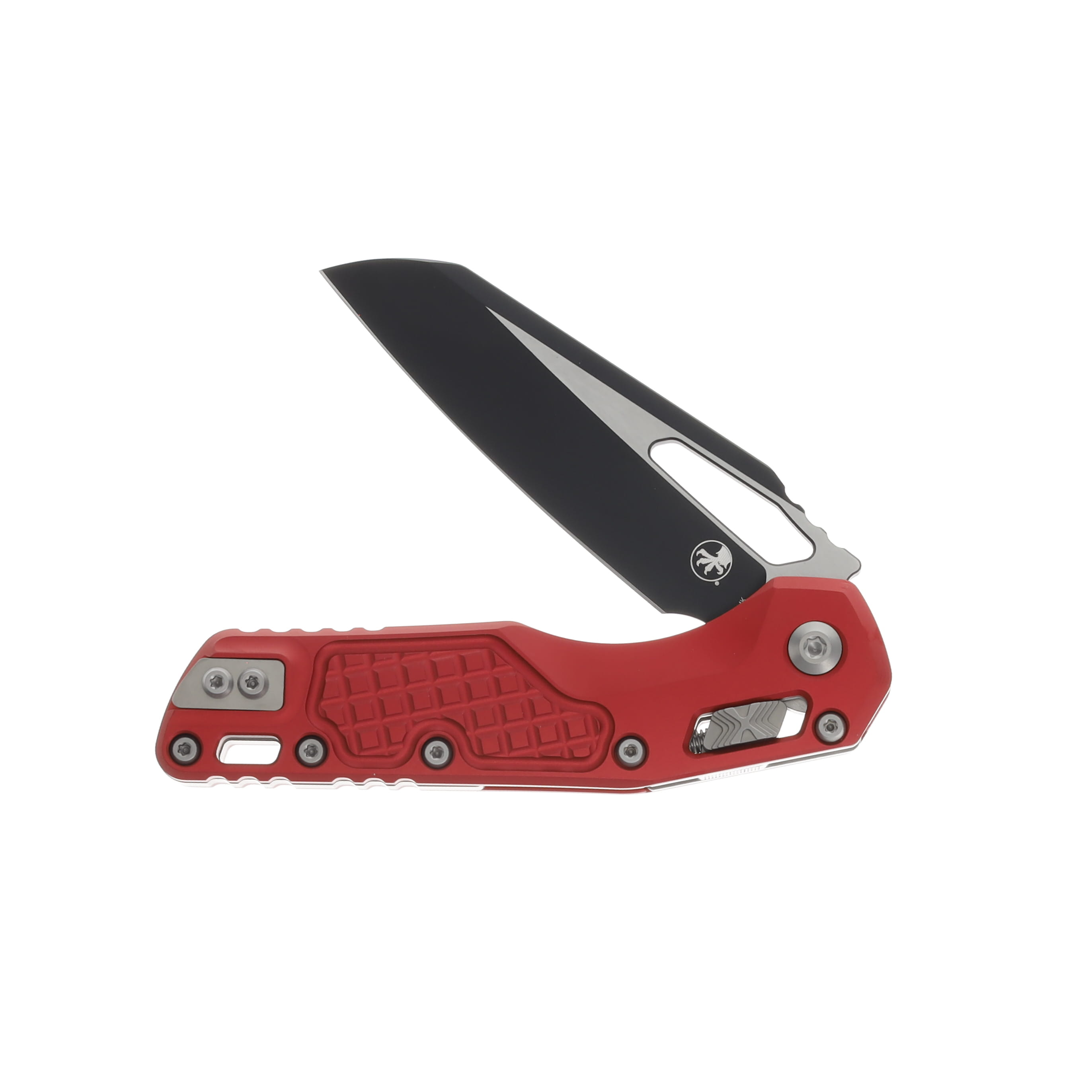 Microtech MSI Folding Knife S/E Aluminum Frag Red Handle Black Standard Sheepsfoot Blade MT2101FRRD View 3