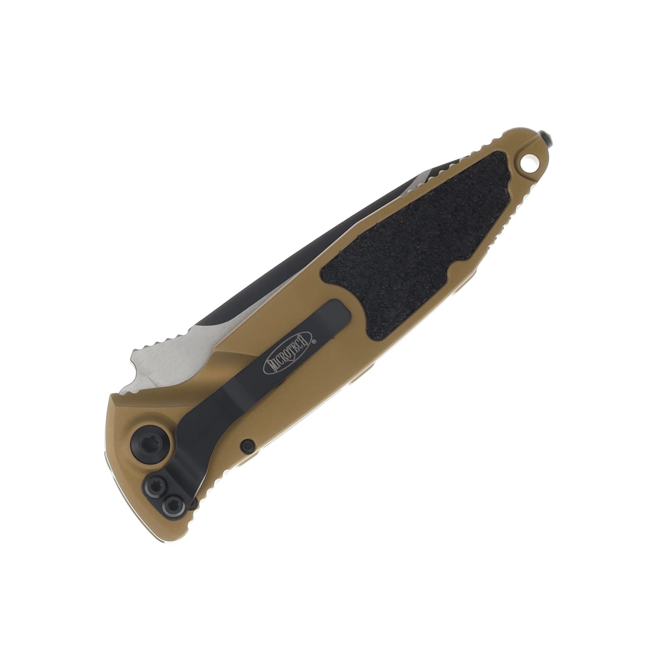 Microtech SOCOM Elite Automatic Knife Half Serrated Black T/E Tan AUMT161A3TA View 3