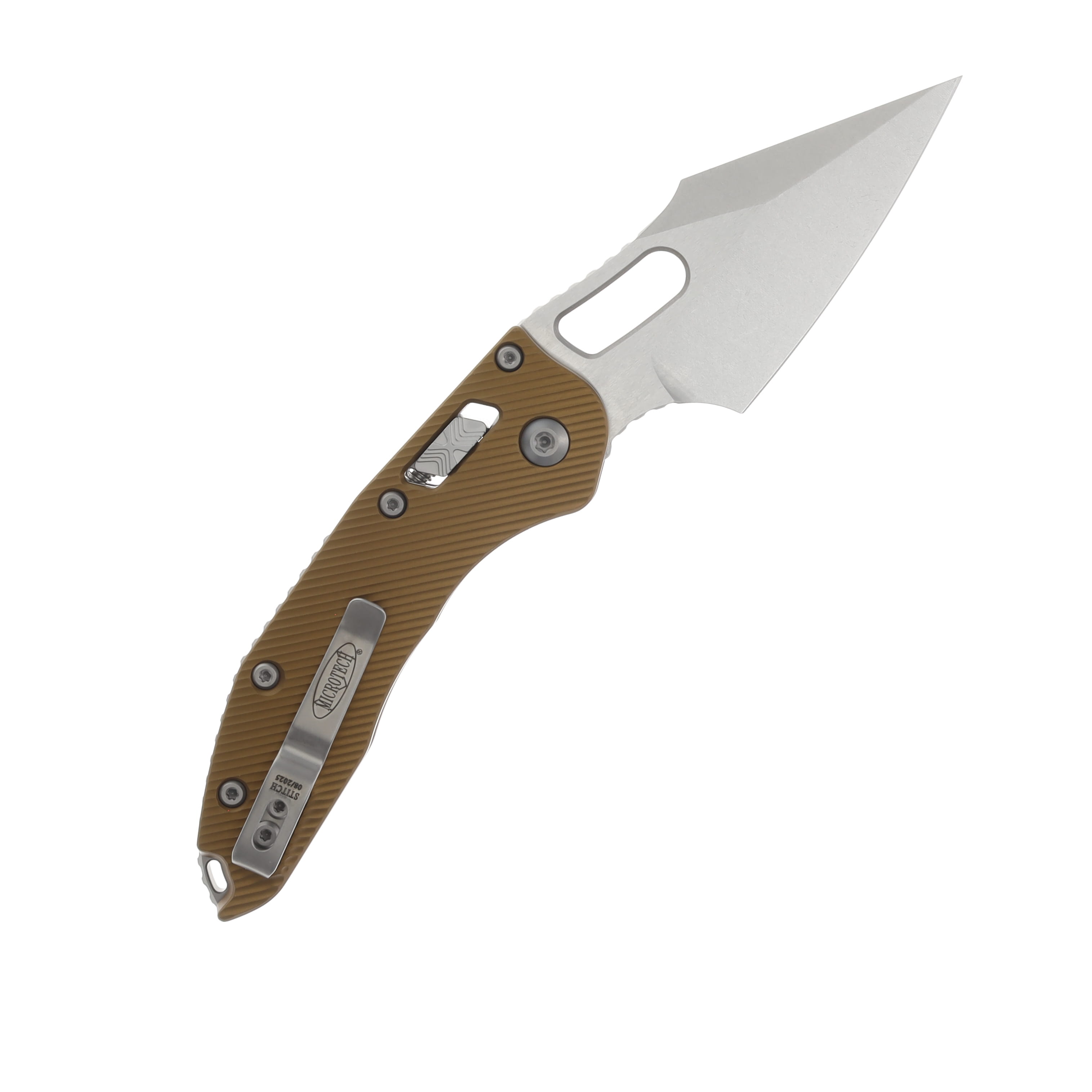 Microtech Stitch Ram-Lok Folding Knife Stonewash Standard/Fluted Tan MT169RL10FLTA View 2