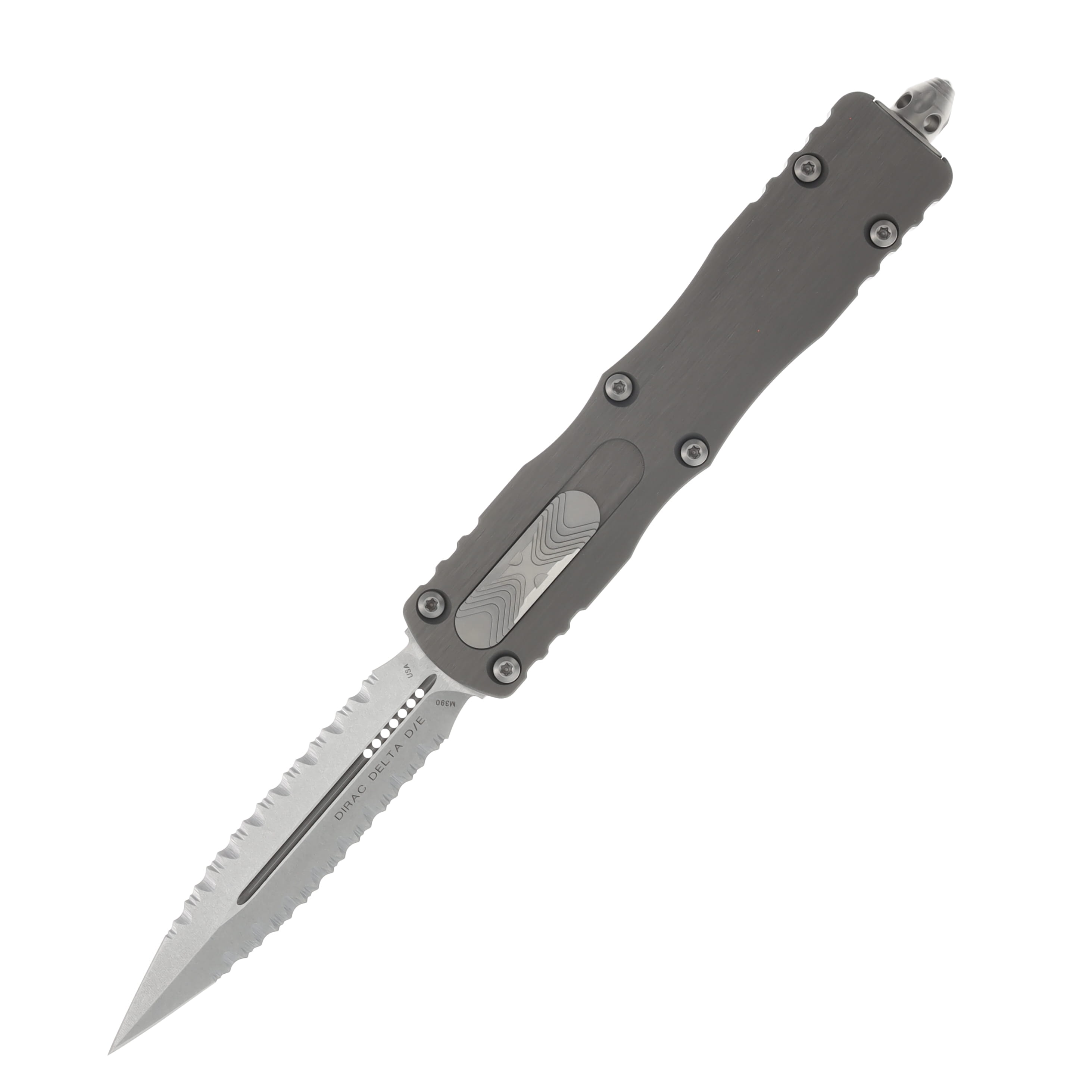 Microtech Dirac Delta OTF Auto Stonewash Double Full Serrate Natural Clear AUMT227D12NC View 1