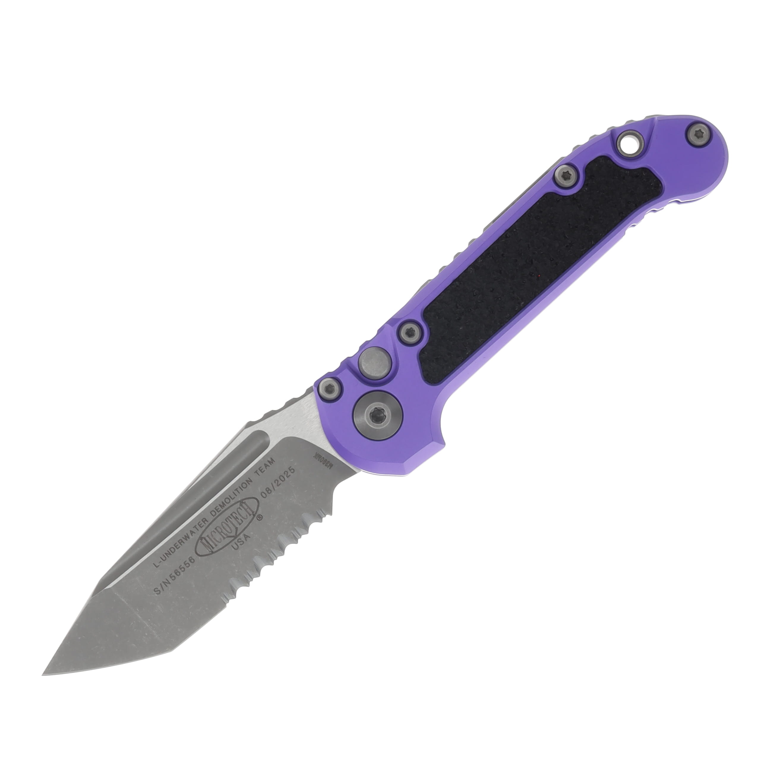 Microtech LUDT GEN III OTS Auto T/E Apocalyptic Part Serrate Purple AUMT113611APPU View 1