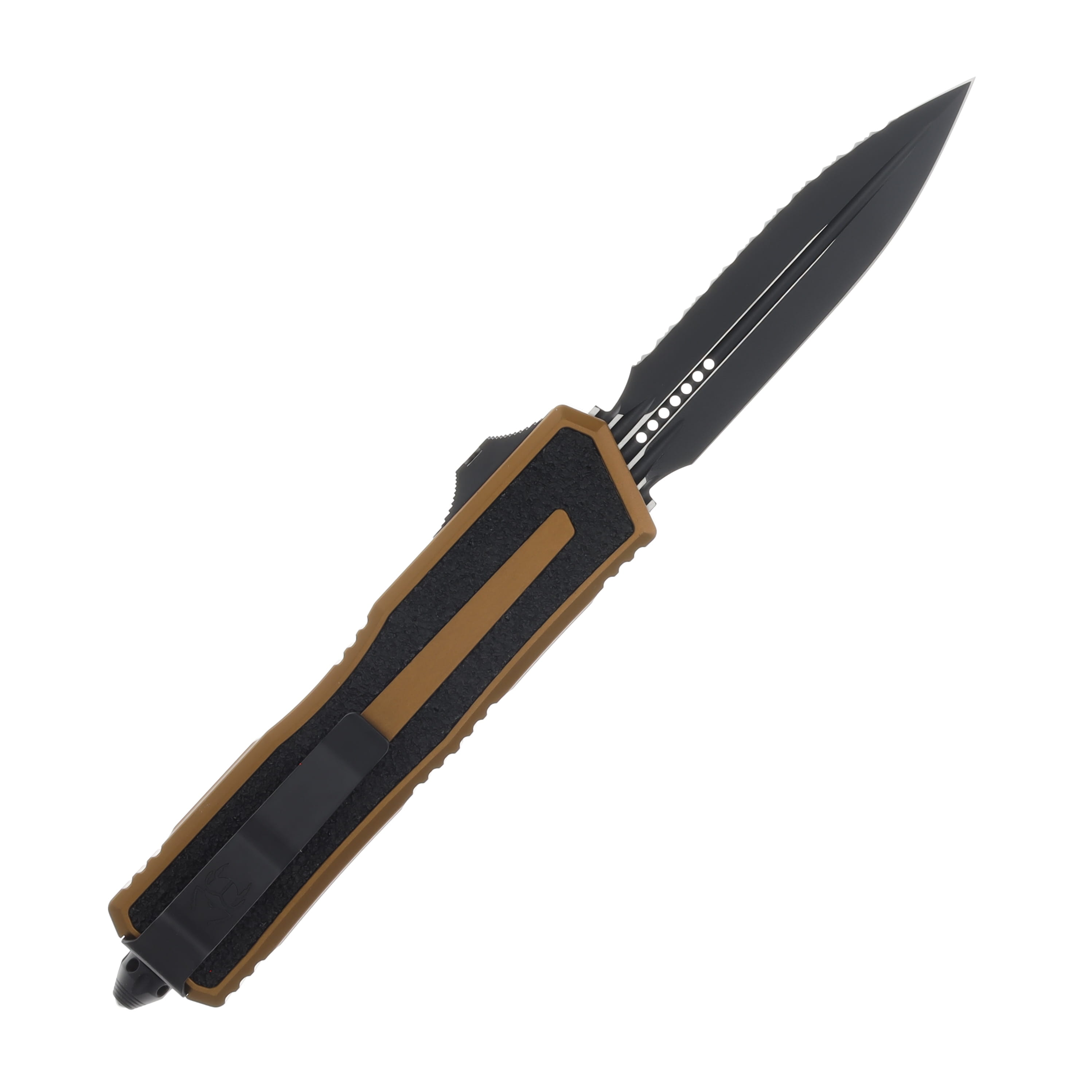 Microtech Scarab II OTF Automatic Knife Gen III Serrated Black Dagger/Tan AUMT12803TA View 2