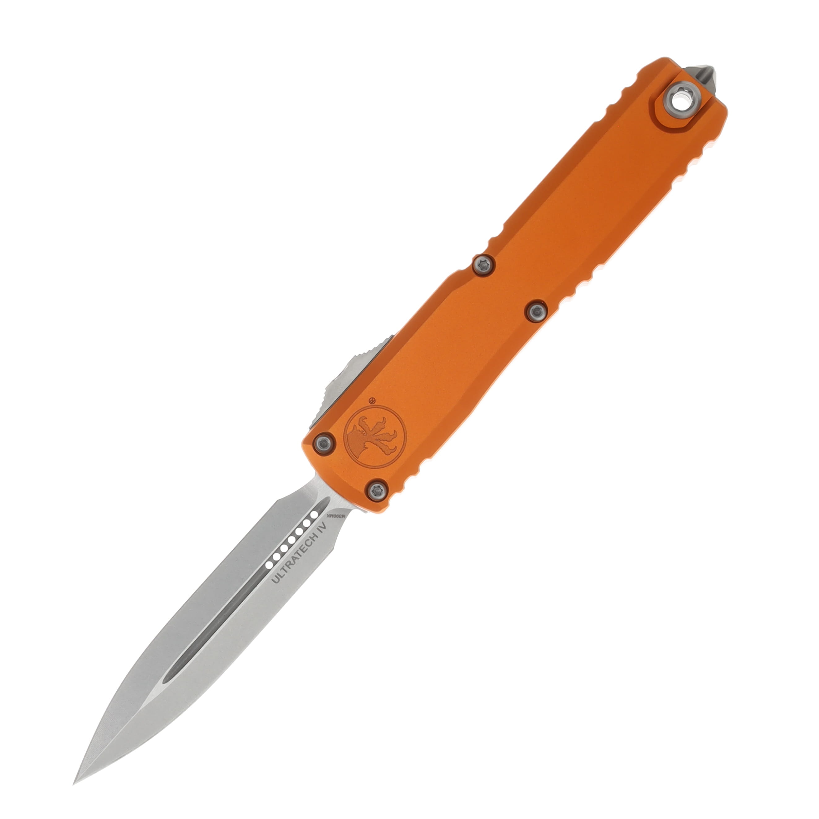 Microtech Ultratech Gen IV D/E OTF Auto Knife Orange Stonewash Dagger AUMT1122410OR View 1