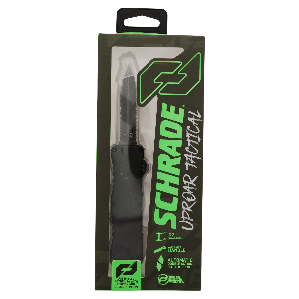 Schrade Uproar Tactical D/A OTF Auto Textured Aluminum 3in Part Serrated 1237365 View 3