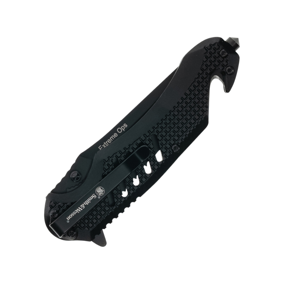Smith & Wesson Extreme Ops Black Handle Black Partially Serrated Folding Clip Point Blade 1215364 View 2