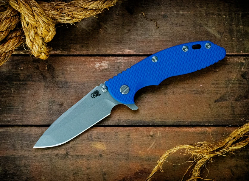 Hinderer XM-18 Blue – Battle Blue 3.5 Inch Plain Working Spanto KXM35SPATWBBLBL View 5