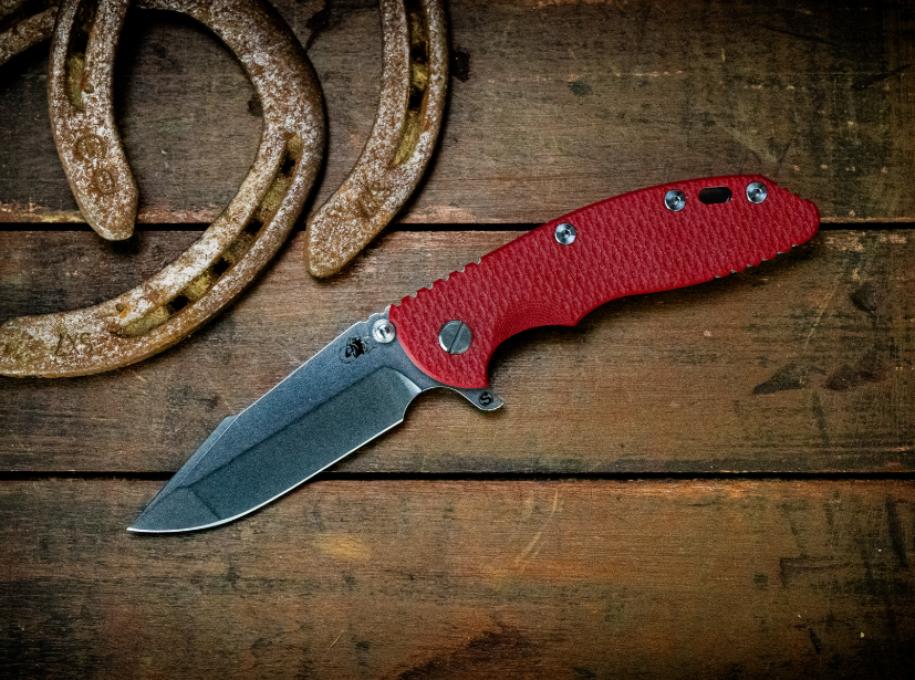 Hinderer XM-18 Red - Stonewash Blue 3.5in Plain Stonewash Skinny Harpoon Spanto KXM35SKHSTWSWBLRD View 5
