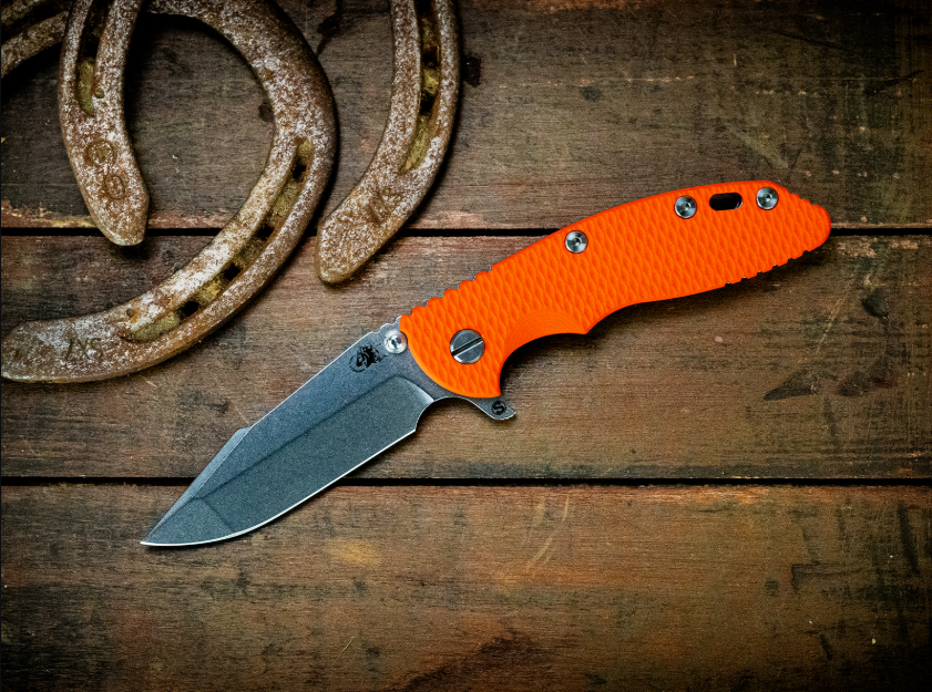 Hinderer XM-18 Orange - Stonewash 3.5in Plain Stonewash Skinny Harpoon Spanto KXM35SKHSTWSWOR View 5