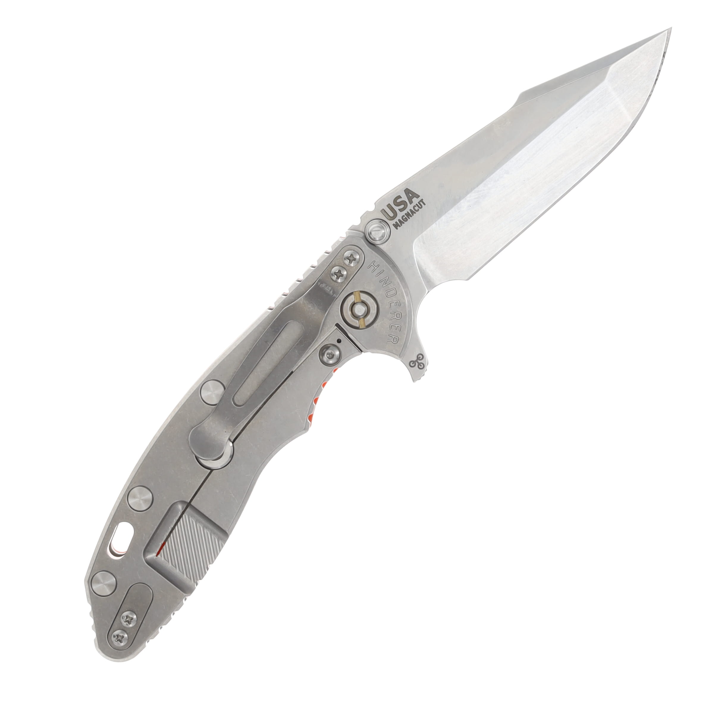 Hinderer XM-18 Orange - Stonewash 3.5in Plain Stonewash Skinny Harpoon Spanto KXM35SKHSTWSWOR View 2