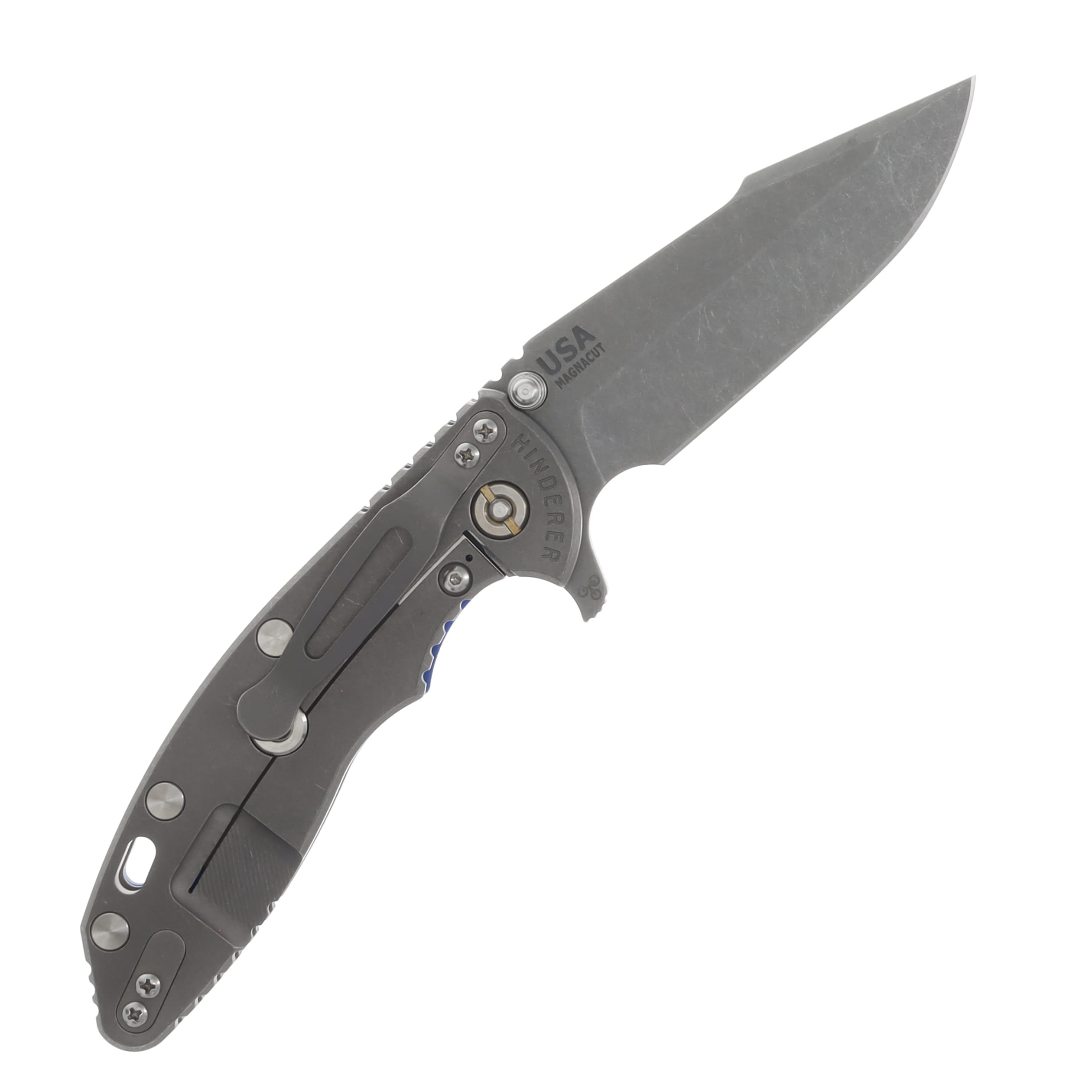 Hinderer XM-18 Blue - Working 3.5in Plain Working Skinny Harpoon Spanto KXM35SKHSTWWFBL View 2