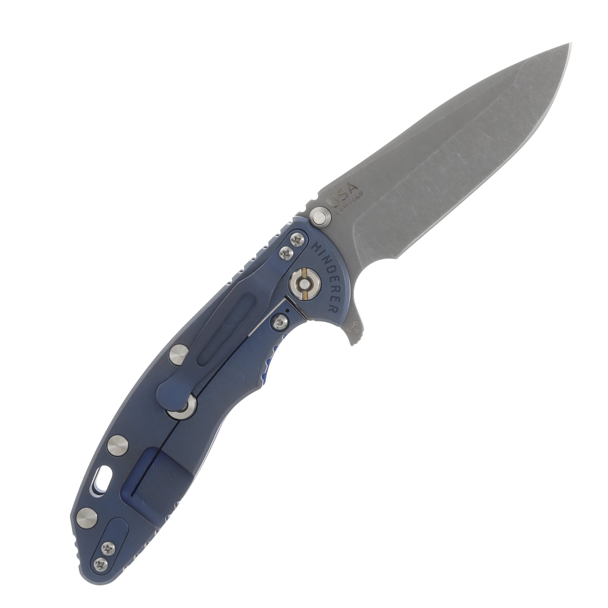 Hinderer Eklipse Blue - Battle Blue 3.5in Plain Working Skinny Slicer KEKSKSLHOTWBBLBL View 2