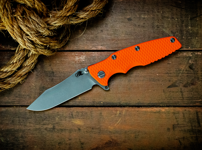 Hinderer Eklipse Orange - Battle Blue 3.5in Plain Working Skinny Slicer KEKSKSLHOTWBBLOR View 5