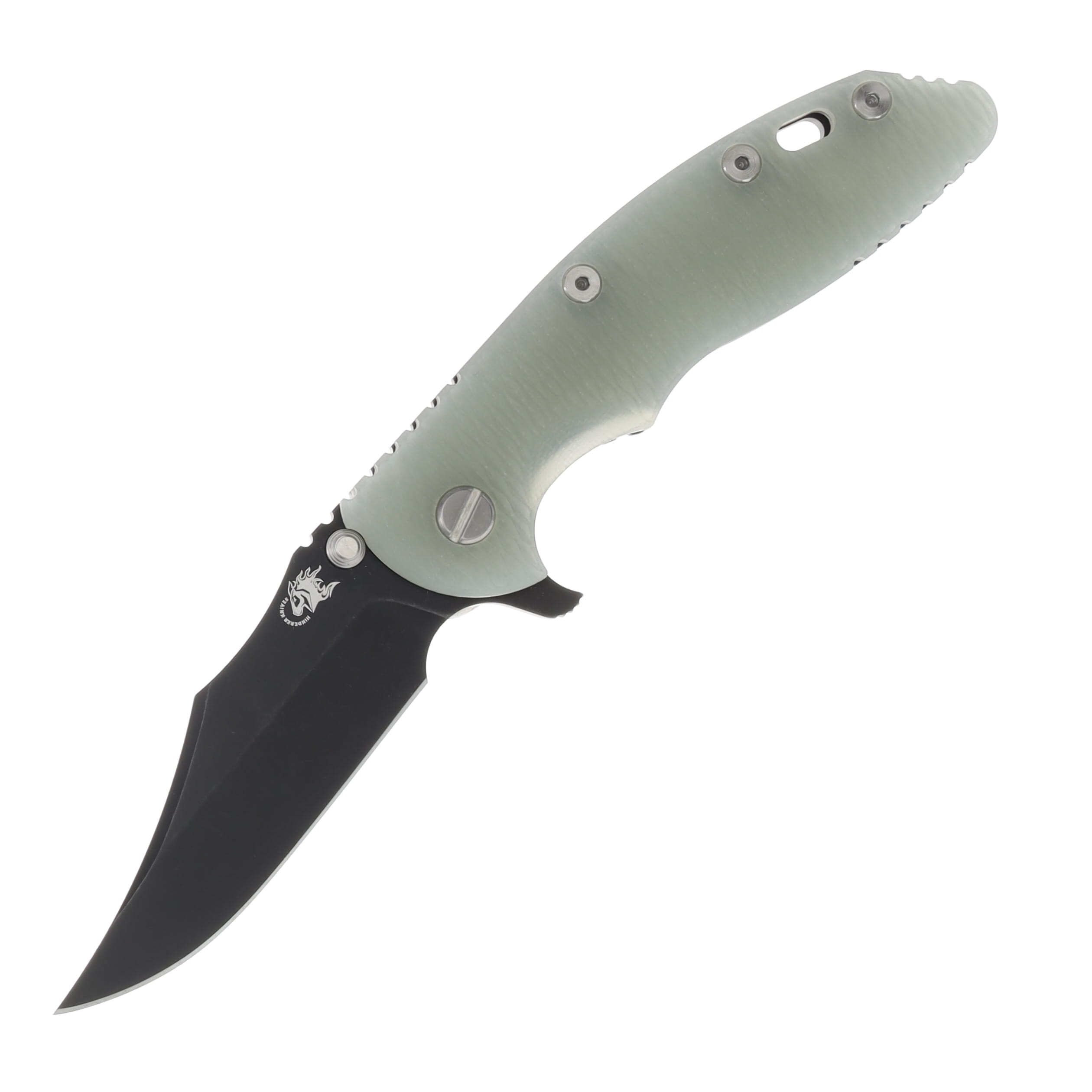Hinderer Eklipse Translucent Green – Battle Black 3.5in Plain Working Skinny Slicer KEKSKSLHOTWBBKTG View 1
